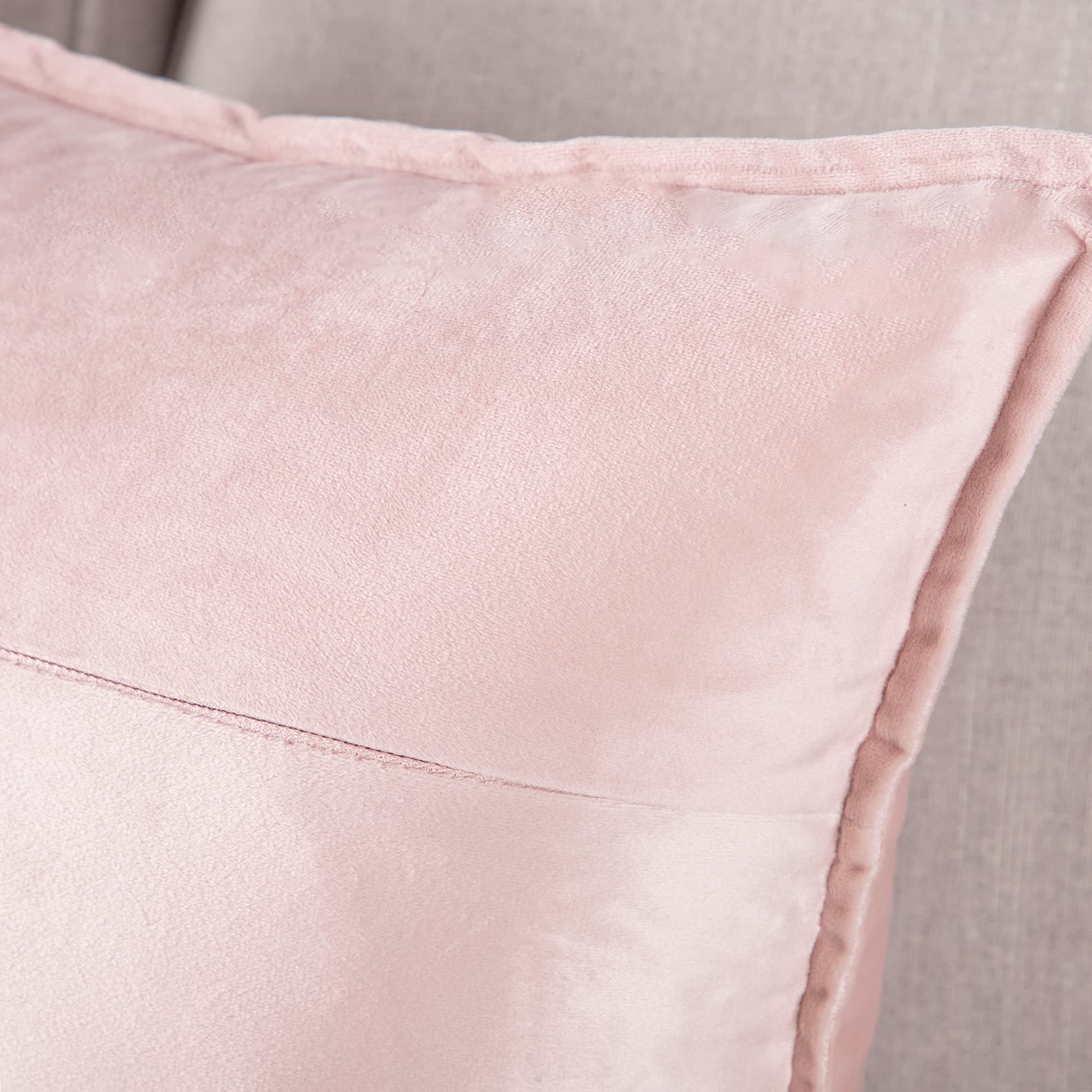 MADIZZ 2 Pack Super Soft Velvet Decorative Throw Pillow Covers 26x26 Inch - Light Pink Square Pillow Cases with Fringe for Sofa, Bed, Living Room - Luxury European Style Cushion Shells for Home Decor & Cozy Comfort