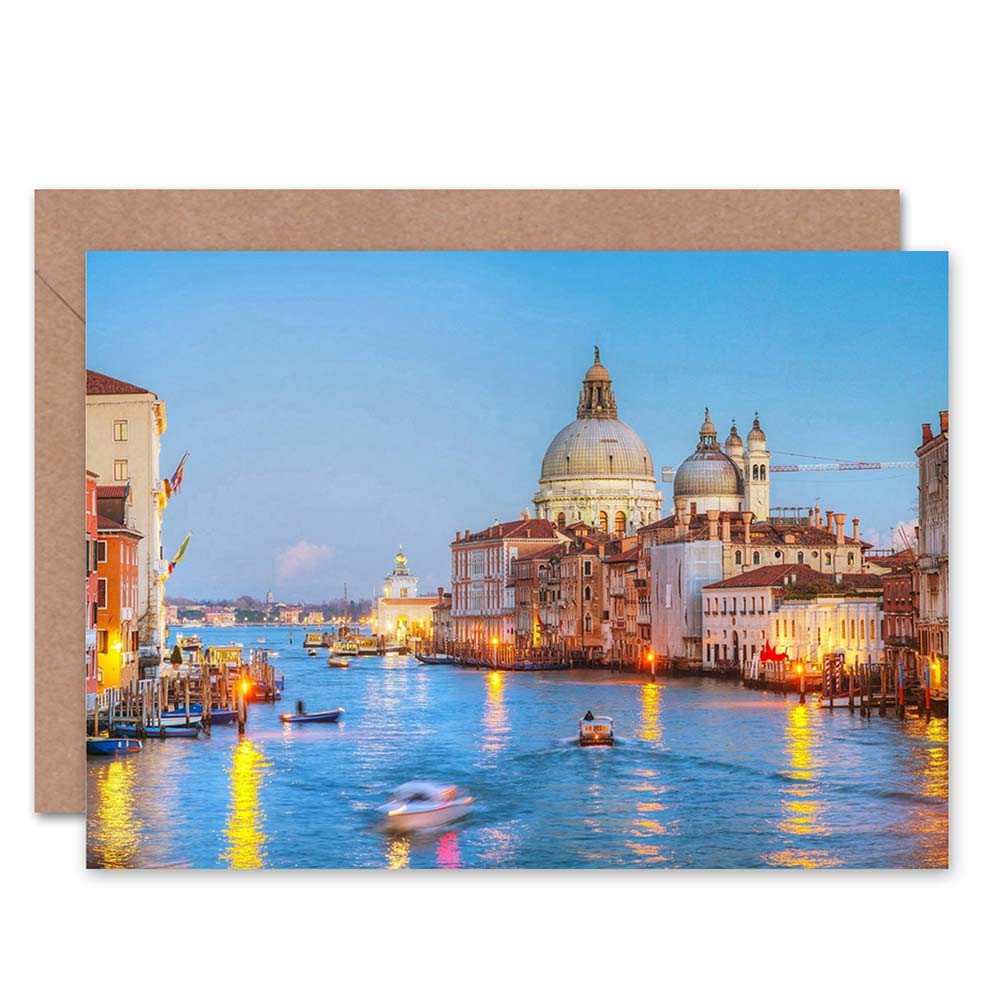 Wee Blue Coo Venice Waterways City Photography Blank Greeting Card - Birthday Card Art for Friends & Family - Perfect for Special Occasions & Home Decor