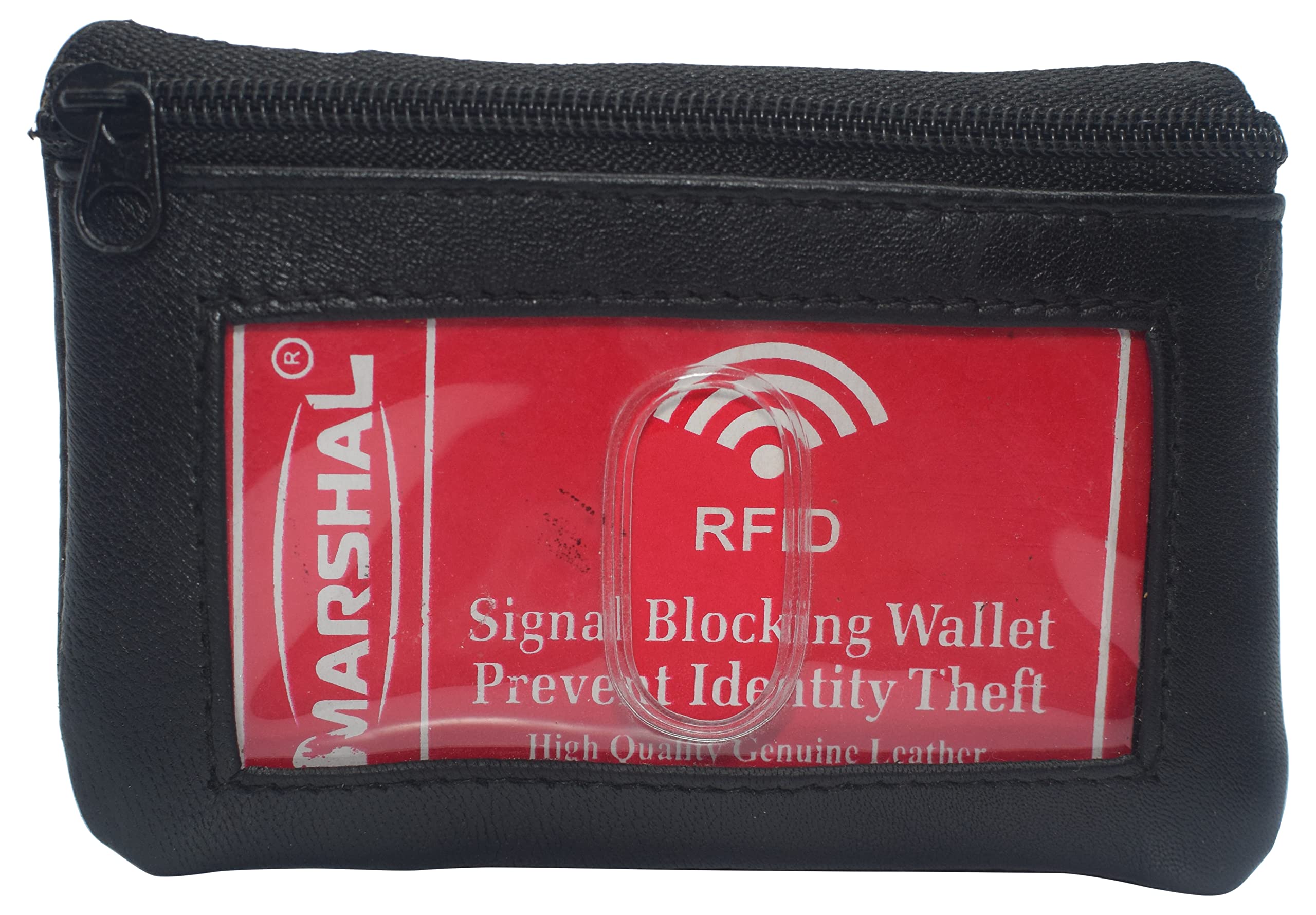 **MARSHAL Genuine Leather Slim Minimalist Wallet with Clear ID Window & Key Ring – Lightweight RFID Blocking for Men & Women | Perfect for Travel, Work & Everyday Use**
