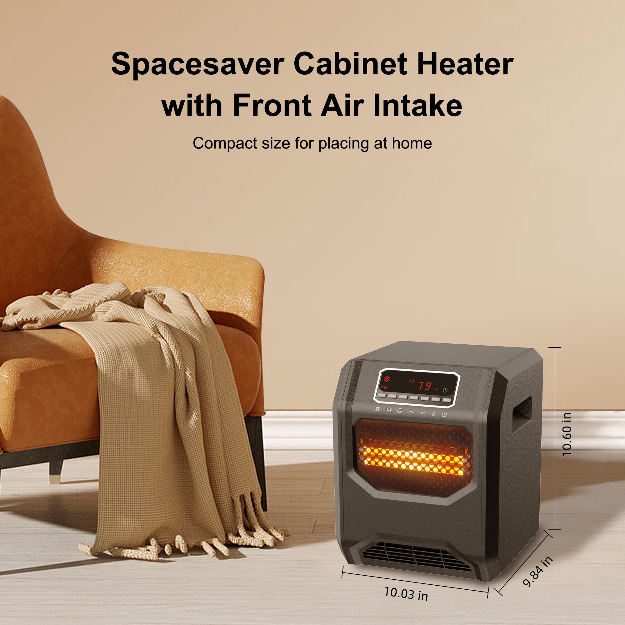 WEWARM 1500W Infrared Space Heater with 6 Quartz Heating Elements - 3 Modes, Child Lock, Timer & Remote Control - Energy Efficient Indoor Electric Heater for Bedroom, Office & Living Room