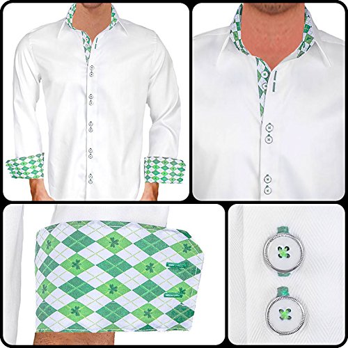 St. Patrick's Day Dress Shirts for Men - Irish Spirit Green Formal Shirts - Perfect for Irish Themed Parties, Parades & Celebrations
