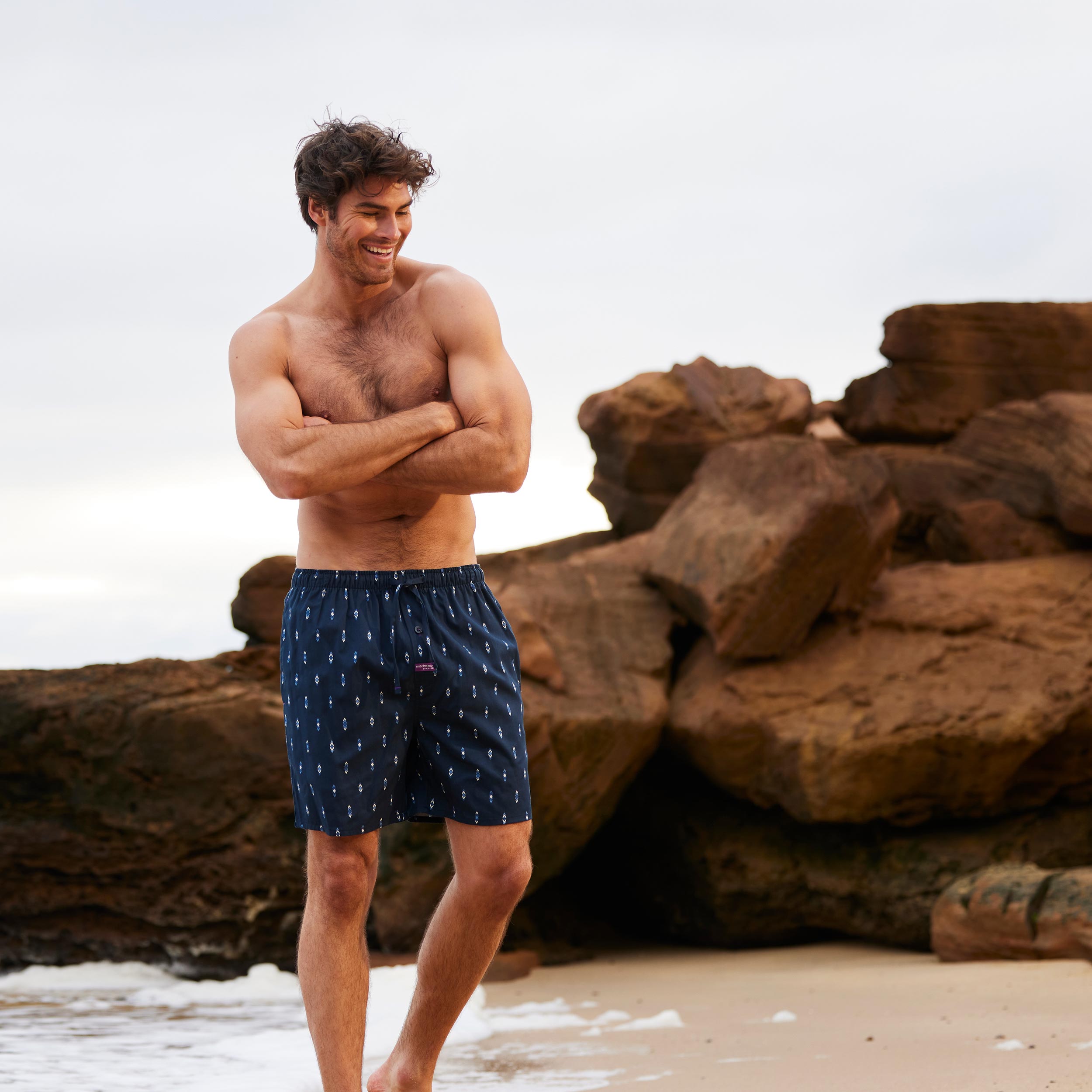 Men's Flint Cotton Sleep Shorts - Navy Blue - Soft & Breathable Lounge Pajama Shorts for Comfortable Nightwear & Relaxing at Home