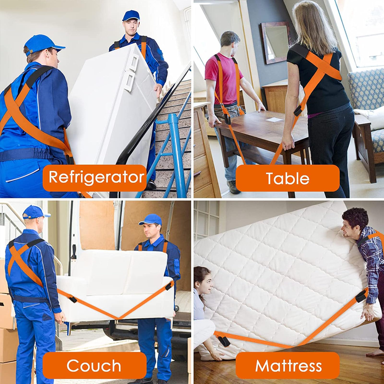 Adjustable Moving Straps for 2 People - Heavy Duty Furniture Lifting & Moving System - Shoulder Support for Furniture, Appliances, Mattresses - Holds Up to 800 lbs - Perfect for Home Moves, Warehouse Relocations & DIY Projects