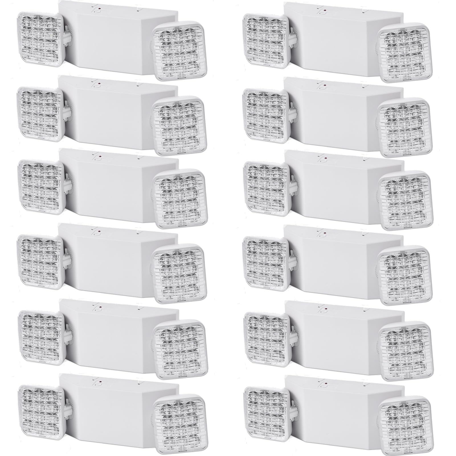 12 Pack LED Emergency Lights with Battery Backup - Commercial & Home Use, Adjustable Dual Head Emergency Lighting for Power Outages, Indoor AC110V-277V - Perfect for Offices, Warehouses, Schools & Emergency Preparedness Kits