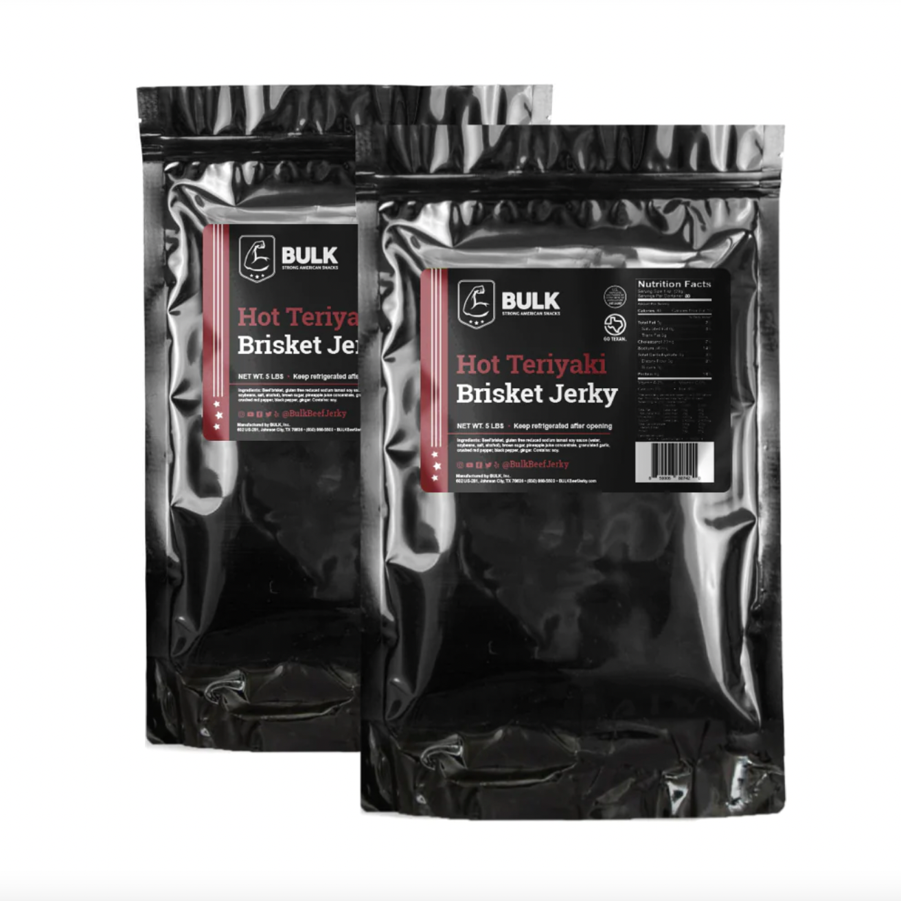Premium Bulk Teriyaki Brisket Beef Jerky - High Protein, Low Fat, Gluten-Free Snack for Hiking, Camping & Road Trips