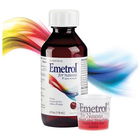 Emetrol Nausea Relief Liquid Cherry Flavor 4oz (Pack of 5) - Fast-Acting Motion Sickness & Upset Stomach Medicine for Adults & Kids - Perfect for Travel, Pregnancy, and Digestive Discomfort