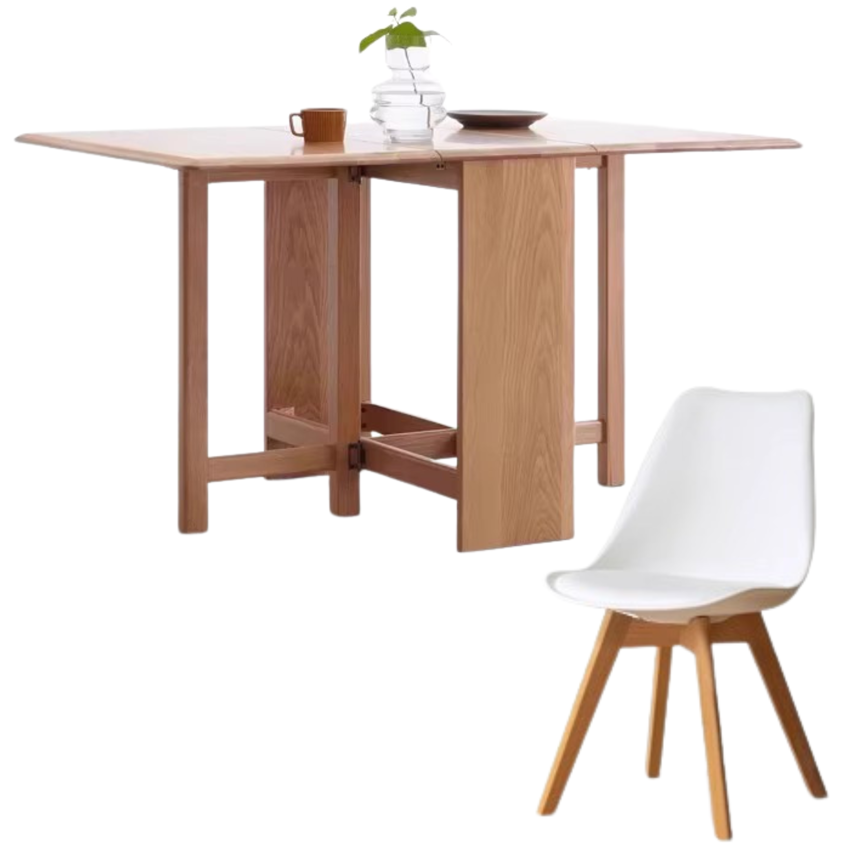 out of stock 59.1x31.5x29.5 inch / 150x80x75 cm / Natural Wood Color / folding dining tableand + 2 chairs
