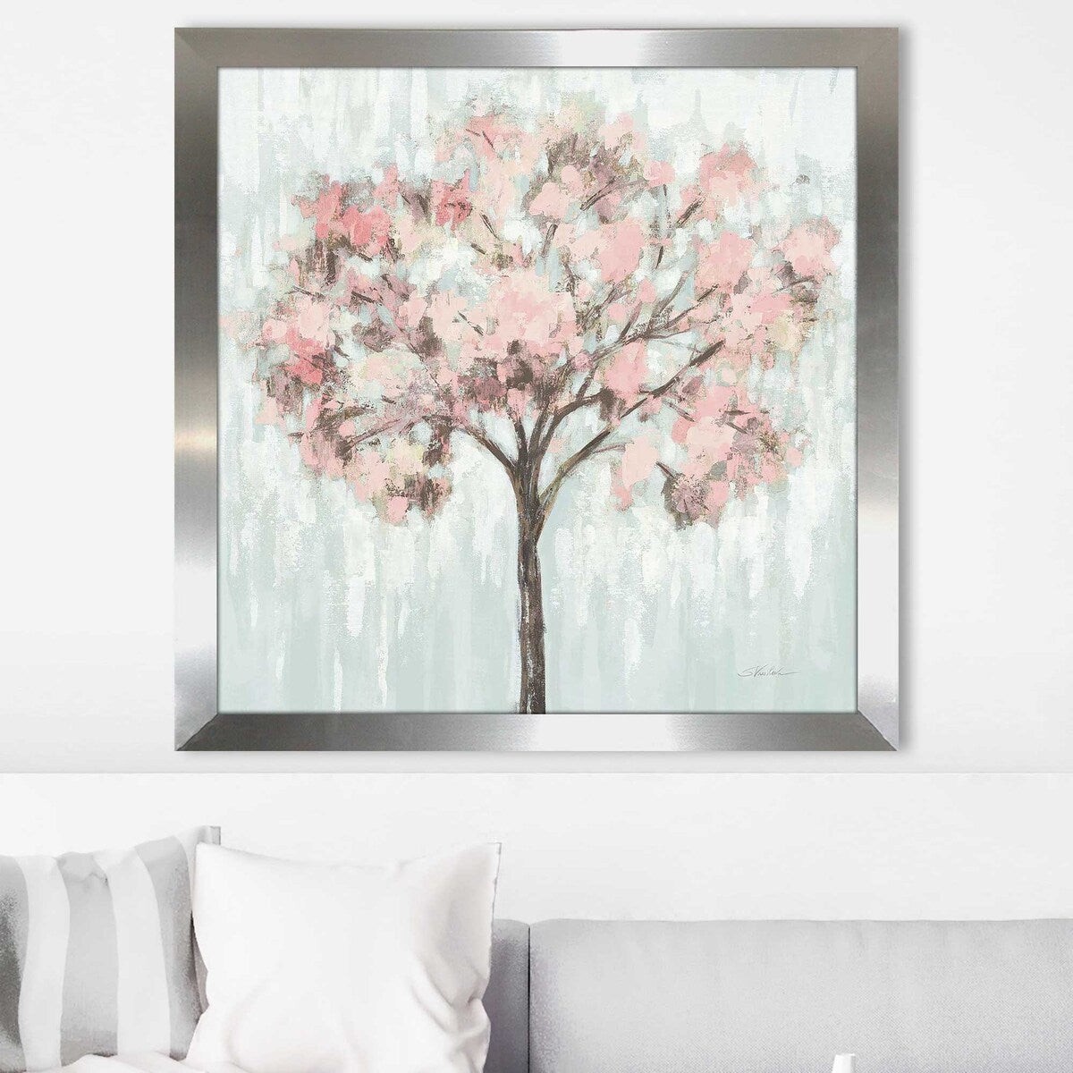 Silvia Vassileva Blooming Tree Blush Crop Print on Acrylic - Modern Home Decor for Living Room, Bedroom & Office