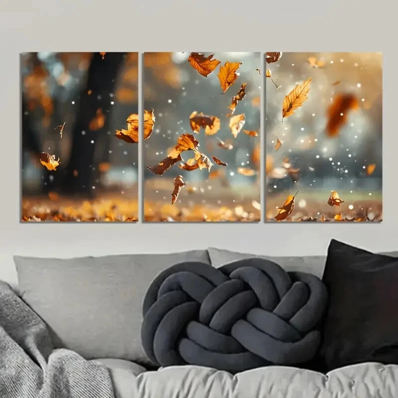 3-Piece Autumn Leaves Wall Art Set - Framed Canvas Prints 50x70cm | High Quality Australian Made Ready-to-Hang Decor | Perfect for Living Room, Bedroom & Office Wall Decor