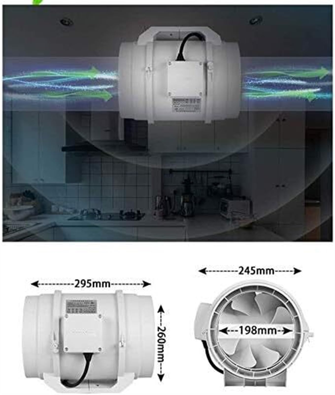 FAiruo Kitchen Toilet Exhaust Fan, Window Exhaust Fan, Air Extractor for Ventilation – Perfect for Kitchen, Bathroom, and Home Air Circulation