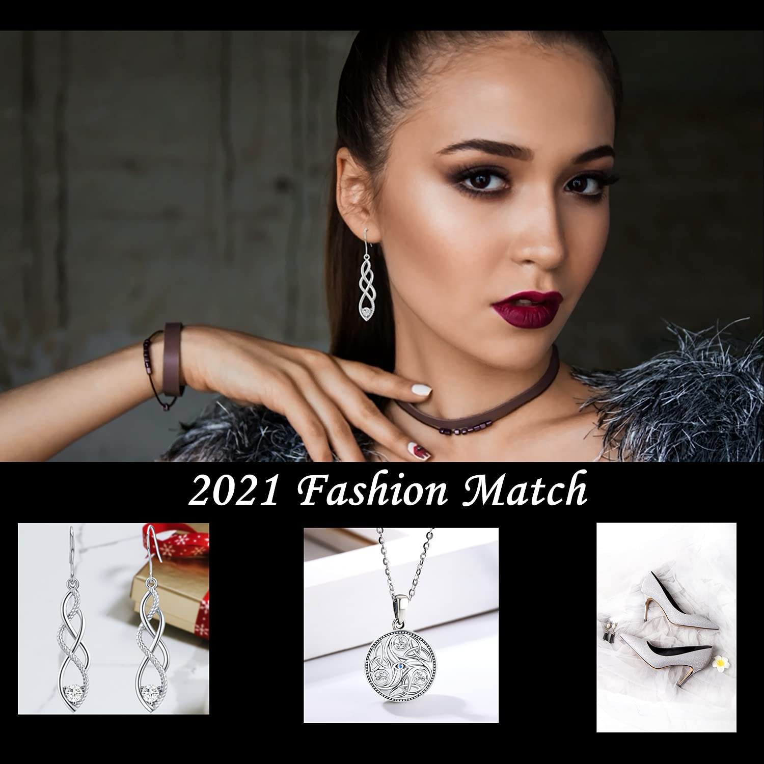 Sterling Silver Celtic Knot Drop Earrings for Women - Cubic Zirconia Dangle Earrings - Elegant Jewelry Gift for Birthday, Wedding & Special Occasions - Comes with Premium Gift Box - Perfect for Date Night, Parties & Formal Events