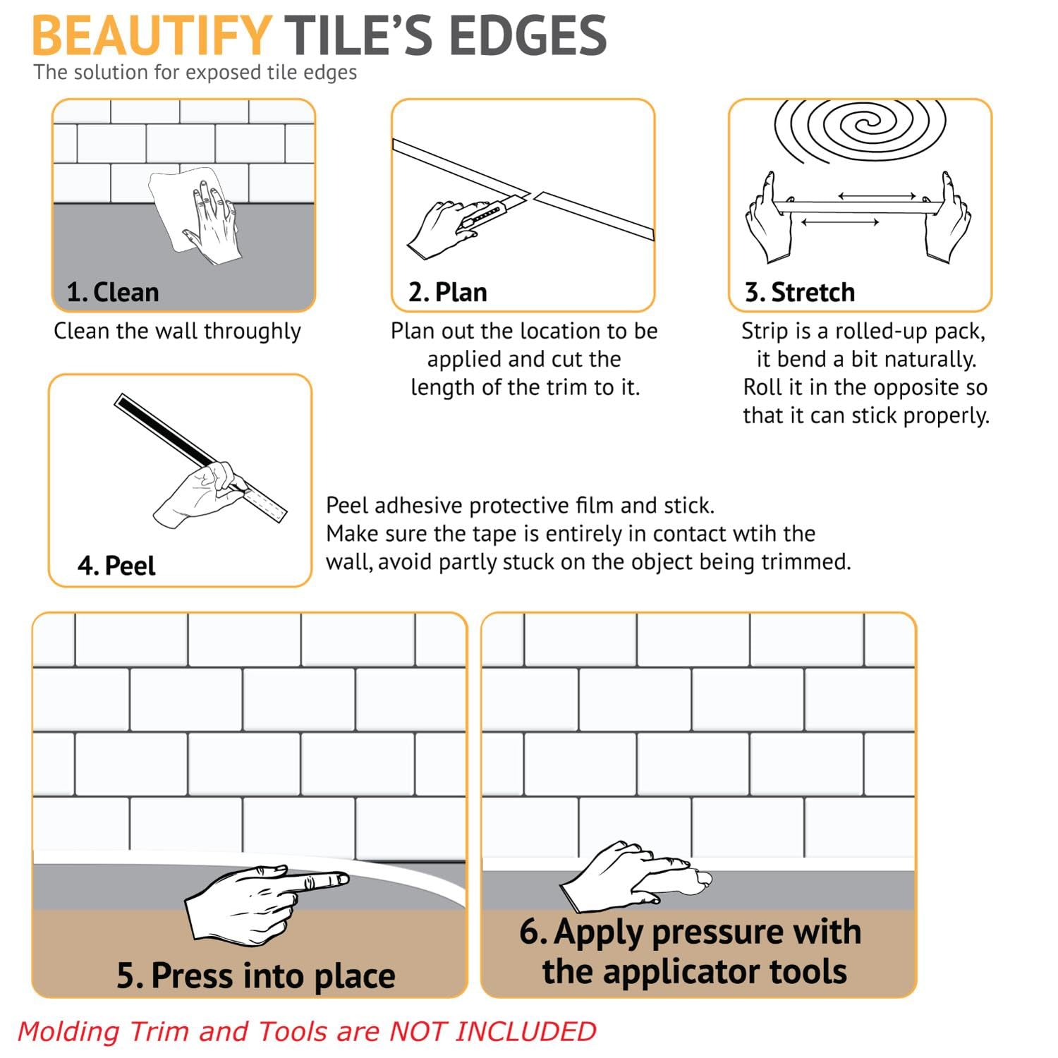 40-Pack Peel and Stick Self-Adhesive Wall Tiles - 12