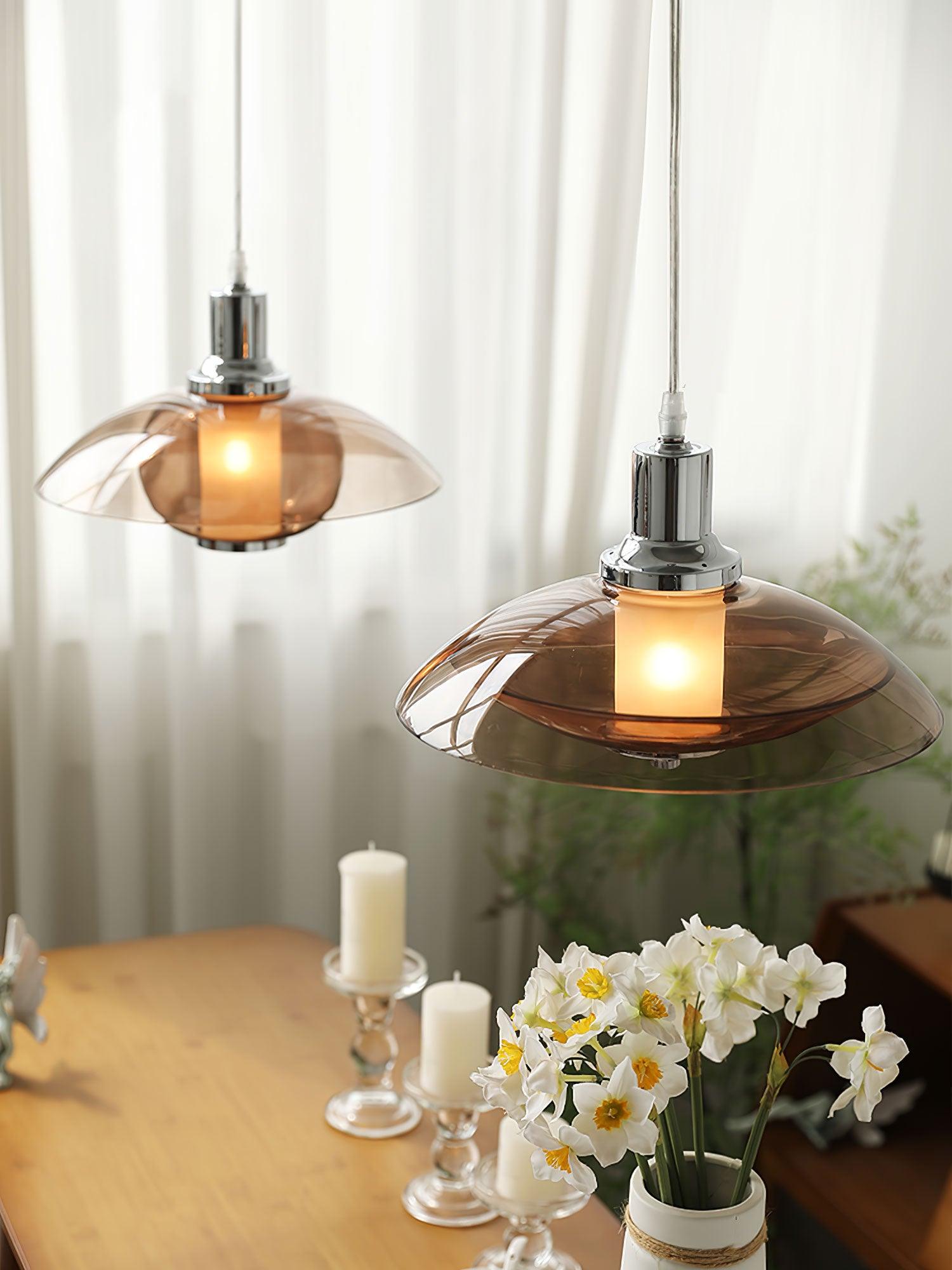 Vintage UFO Flying Saucer Chrome Pendant Light - Modern Industrial Ceiling Fixture for Kitchen Island, Dining Room & Bedroom Lighting