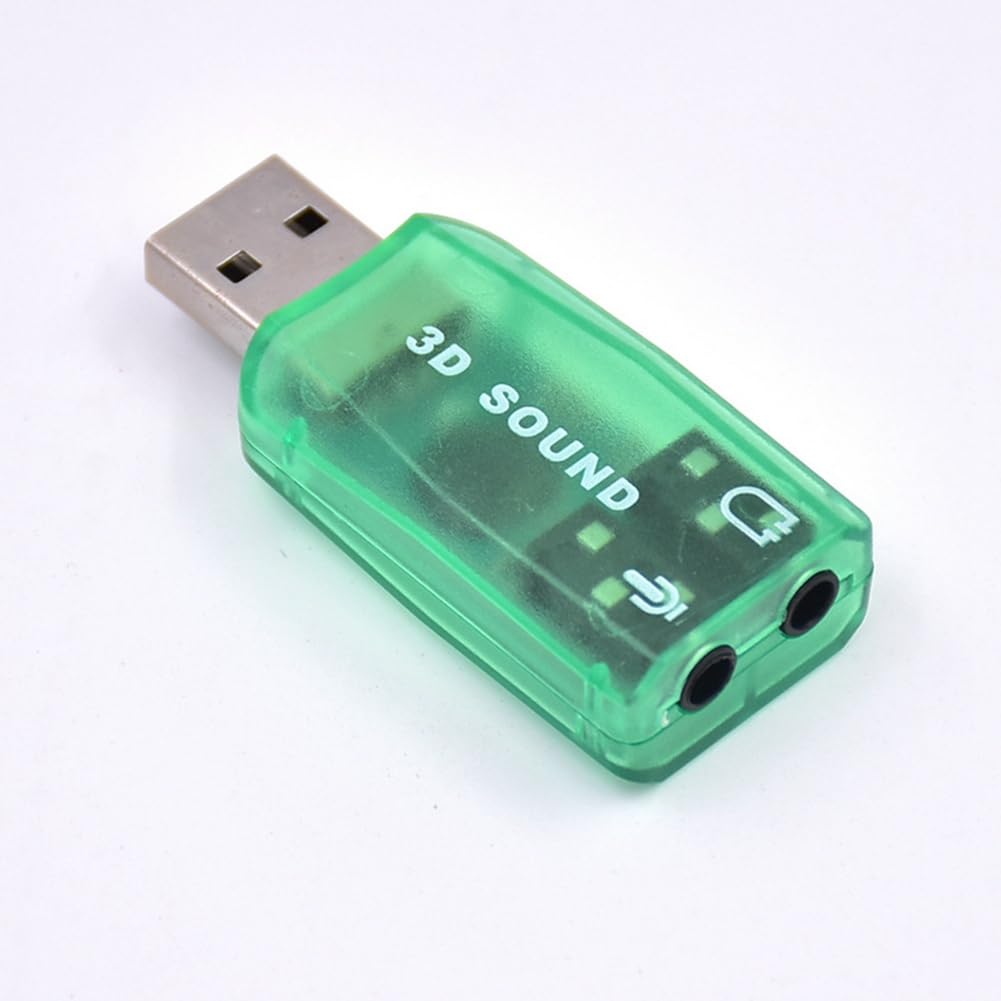 Mkcavne USB Sound Card - External Mini USB to 3.5mm Audio Adapter for Windows 7/8/10, Android, Laptop, PC, Headphones & Speakers | Portable Stereo Sound Converter for Gaming, Streaming & Conference Calls (Green)