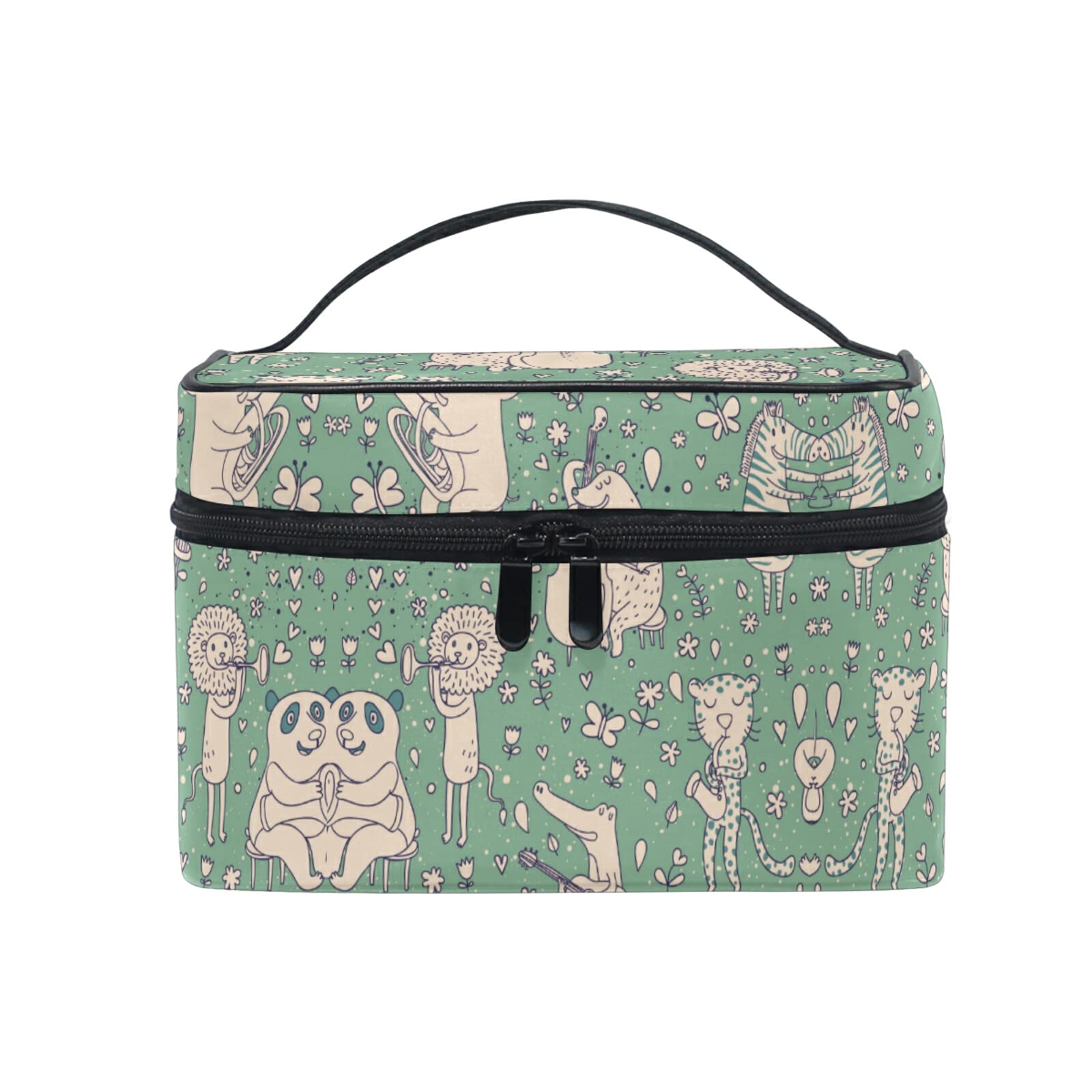 Pink Floral Music Band Cosmetic Bag Organizer - Waterproof Zippered Makeup Pouch & Toiletry Case for Women & Girls - Perfect for Travel, Gym, and Daily Essentials Storage