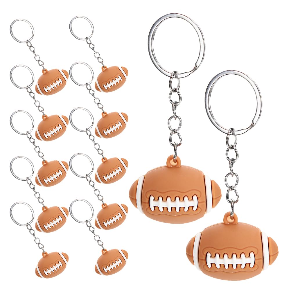 LOGOFUN 12pcs Rugby Keychain Set - Durable Sport Ball Keyring Charms for Rugby Fans, Team Spirit Souvenir Gift - Perfect for Bags, Purses, Backpacks & Sports Gear Accessories (Great for Game Days, Fan Events & Travel)
