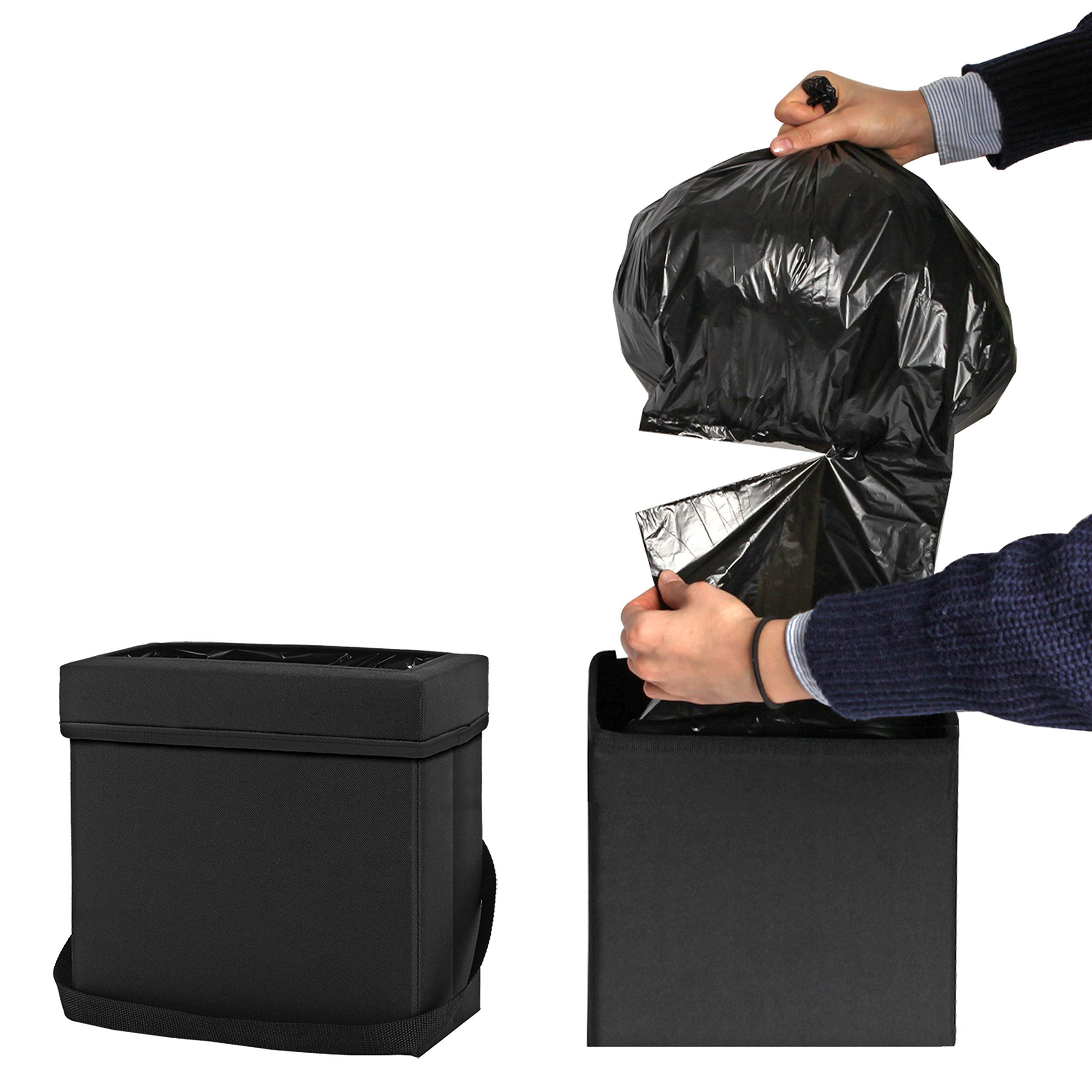 KMMOTORS Aladdin Durable Car Trash Can with Leak-Proof Liner - Medium Size Auto Garbage Bin for Road Trips, Commuting & Family Travel - Includes 5 Trash Bags
