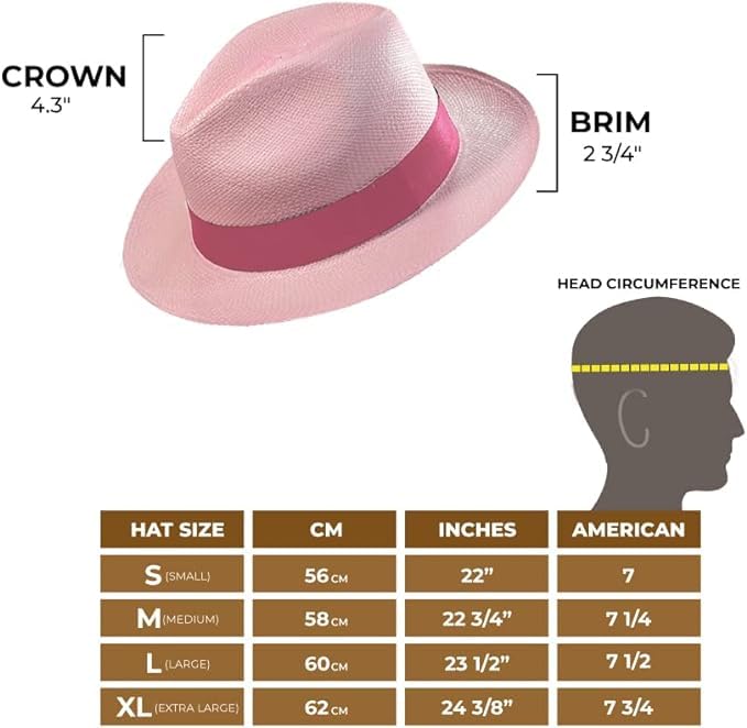 Original Gamboa Panama Hat for Men & Women - UPF50+ UV Protection Fedora Straw Summer Sun Hat - Perfect for Beach, Travel, and Outdoor Activities