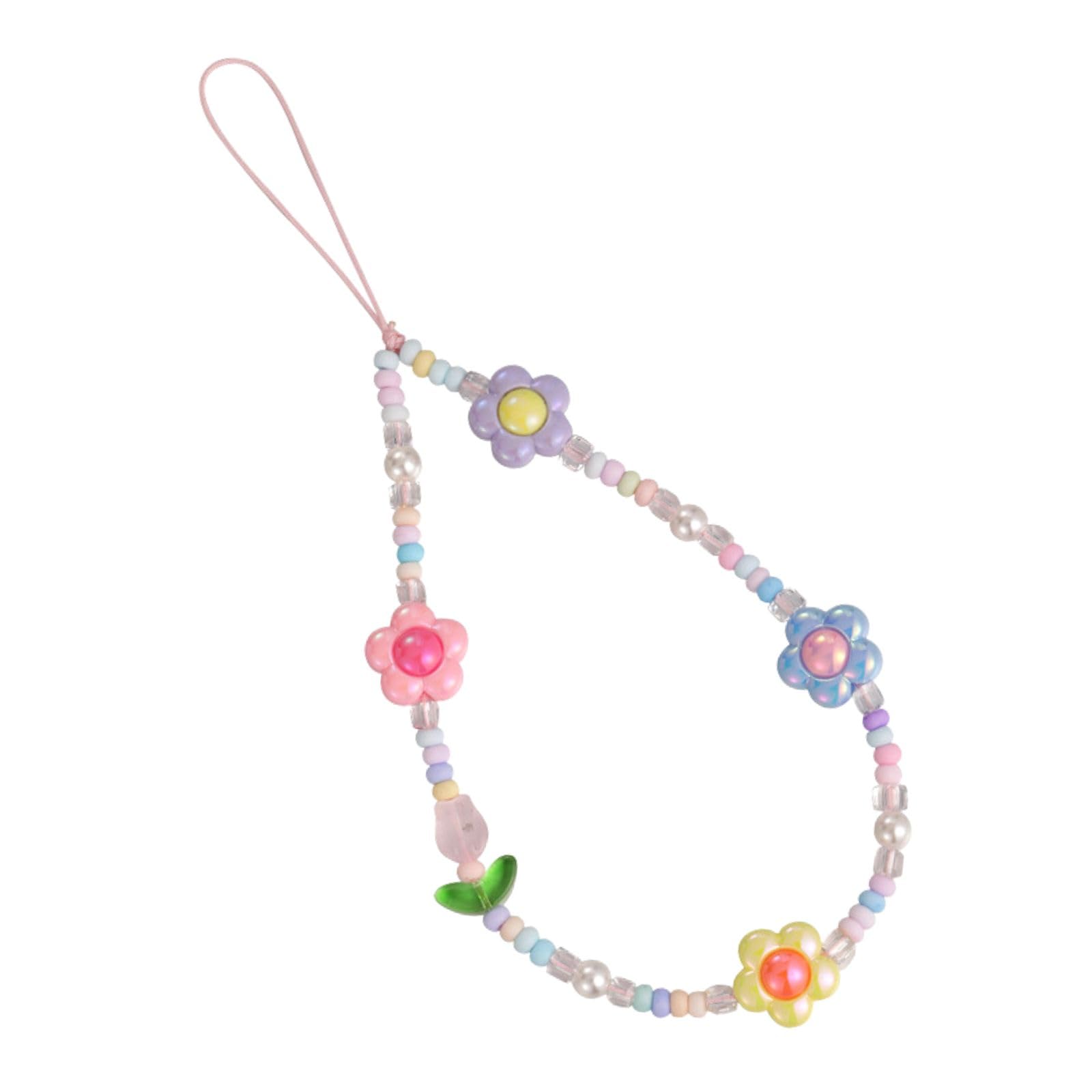 Meefisher Cute Pearl Tulip Flower Beaded Phone Charm Strap - Elegant Phone Lanyard Jewelry for Women | Anti-Loss Phone Accessories | Perfect for iPhone, Samsung & Smartphones (Office, Party, Travel)