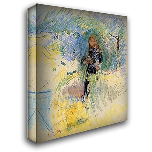 Berthe Morisot Young Woman Holding a Dog 20x22 Inch Gallery Wrapped Canvas Art Print - Perfect for Living Room, Bedroom & Office Wall Decor