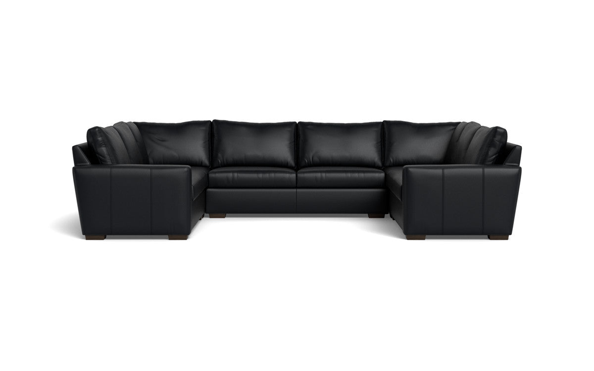 Mas Mesa 166 Deep Leather Condo U Sectional Sofa - Luxurious Genuine Leather Living Room Furniture for Modern Home & Office Use
