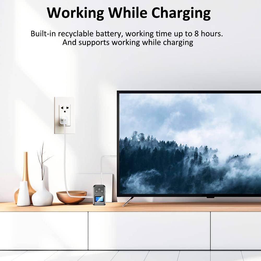 2-in-1 Bluetooth 5.0 Transmitter and Receiver with LCD Screen - Wireless Audio Adapter for TV, PC, Car Hands-Free Calling - Low Latency & Lossless Sound Quality - Perfect for Home Theater, Gaming, and Car Audio Systems