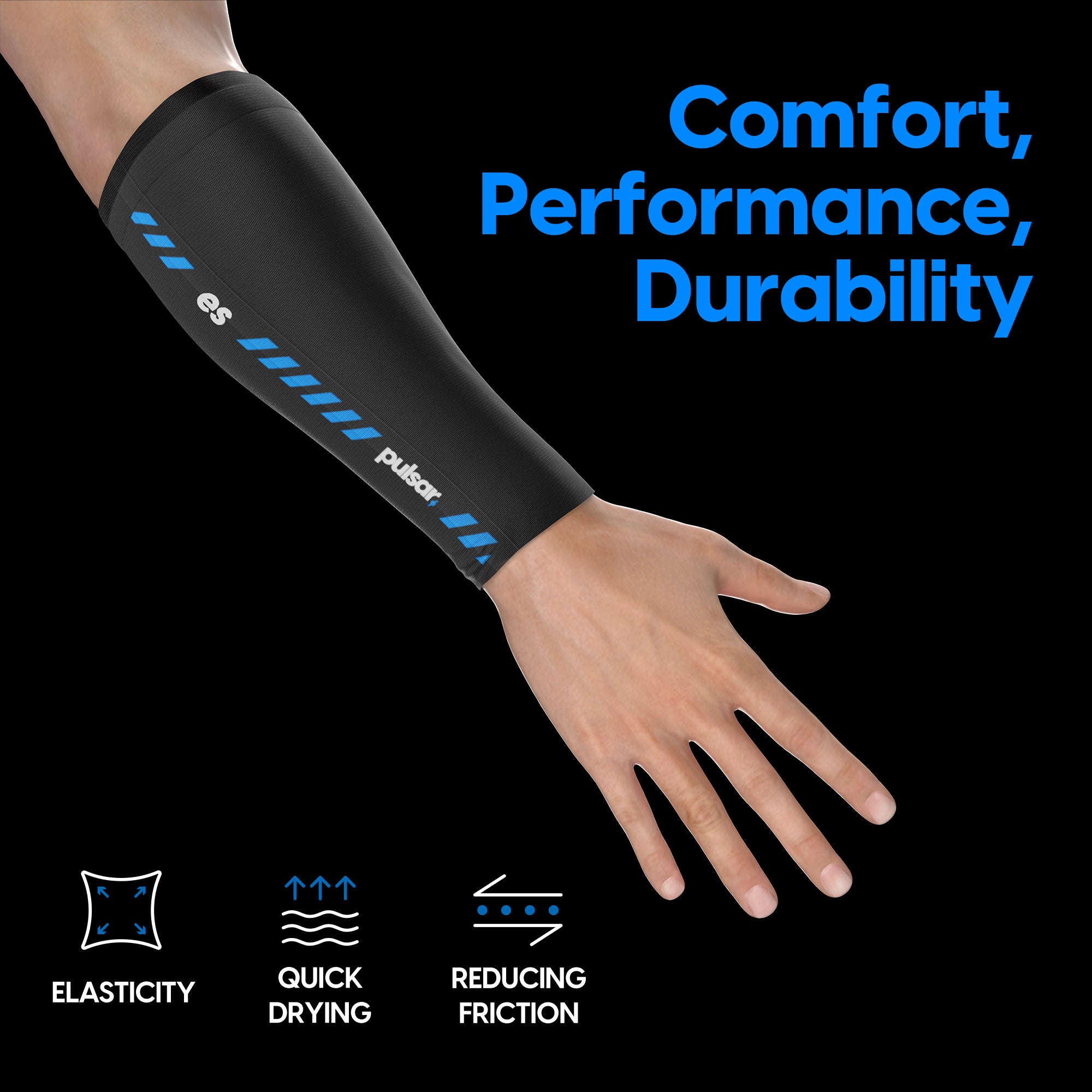 Pulsar eS Arm Sleeve - Compression Arm & Short Sleeve for Sports, Running, Basketball & Outdoor Activities - Breathable & UV Protection