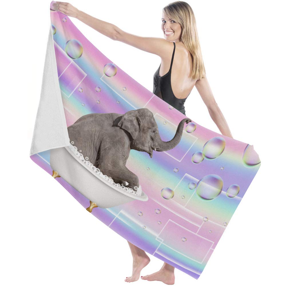 Soft Lightweight Bath Towels - Cute Funny Elephant Design, Super Absorbent & Quick Dry Microfiber Shower Towel (27x55 Inch) for Bathroom, Travel, Swim & Spa | Perfect for Kids & Adults | Play Bubble Pattern