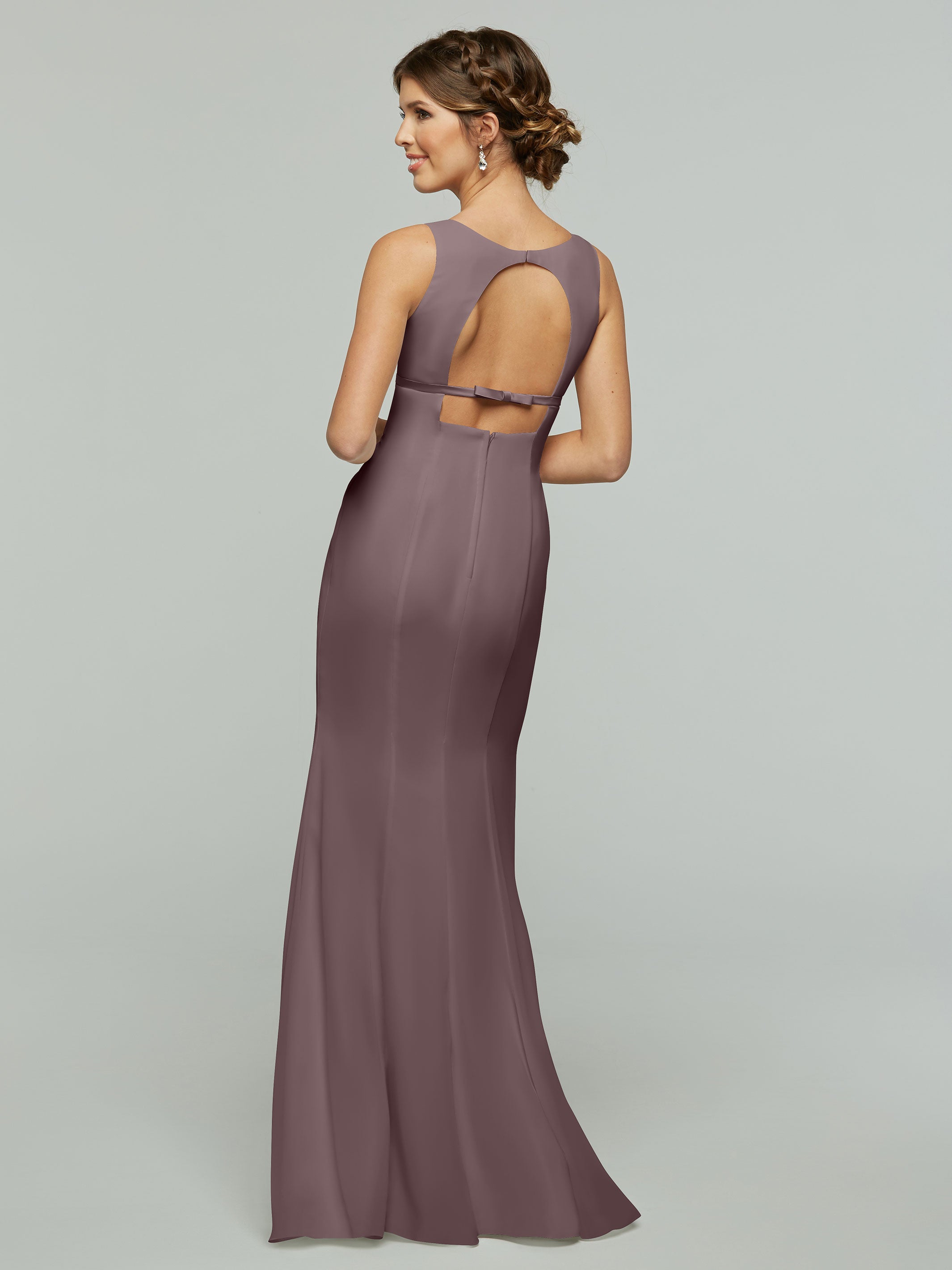 Elegant 80155 Fit and Flare Chiffon Bridesmaid Dress - V-Neck with Satin Ribbon for Weddings, Formal Events & Special Occasions