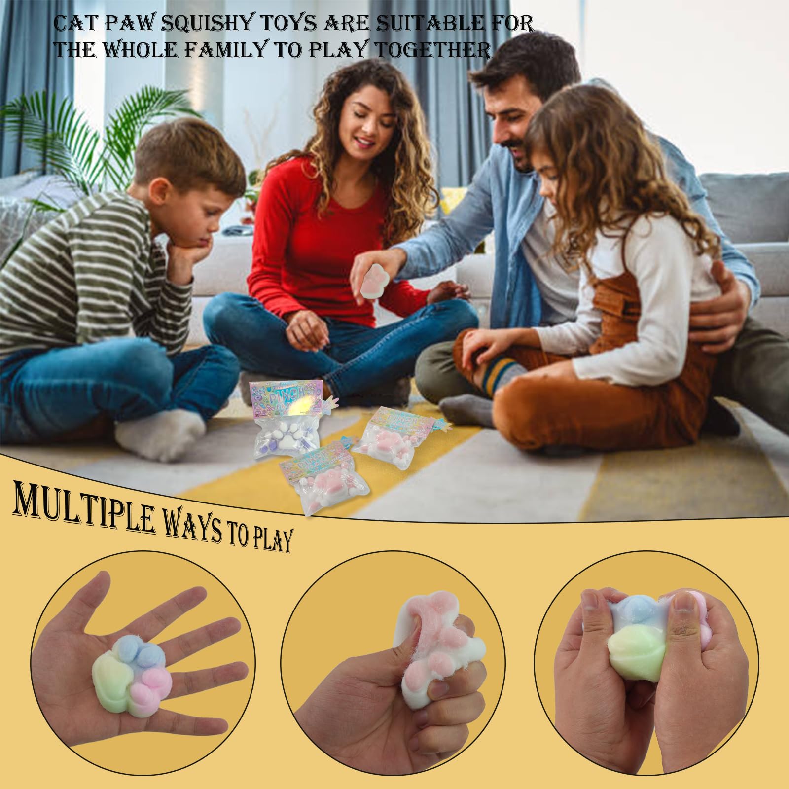 Taba Squishy Cat Paw Sensory Toys - Kawaii Squeeze Stress Relief Fidget Toy for Kids & Teens, Soft Faux Fur Ball with OPP Packaging - Perfect for Anxiety Relief, Classroom Focus & ADHD Therapy