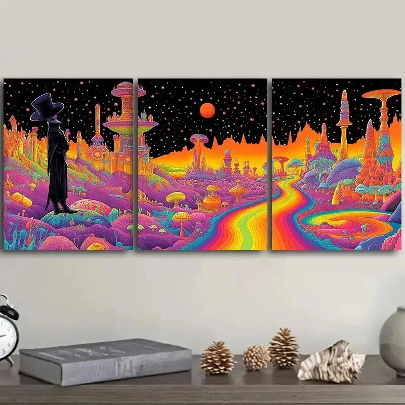 3-Piece Strange Place Wall Art Set - Framed Canvas Prints 50x70cm (20x28in) | High Quality Australian Made Wall Decor | Ready to Hang | Perfect for Living Room, Bedroom & Office Decor