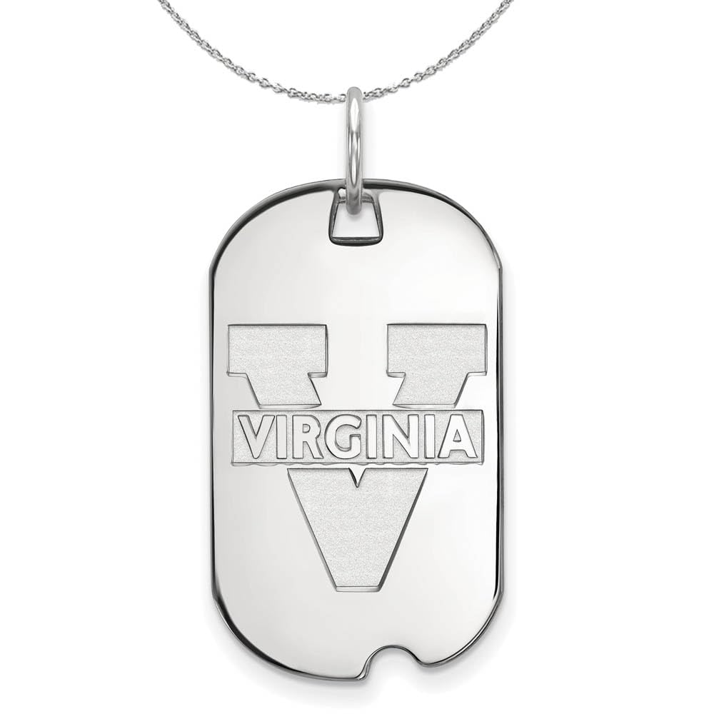 UVa Dog Tag Necklace - Sterling Silver Black Bow Pendant for University of Virginia Alumni & Fans | Perfect for Gameday, Graduation Gifts & School Spirit Jewelry