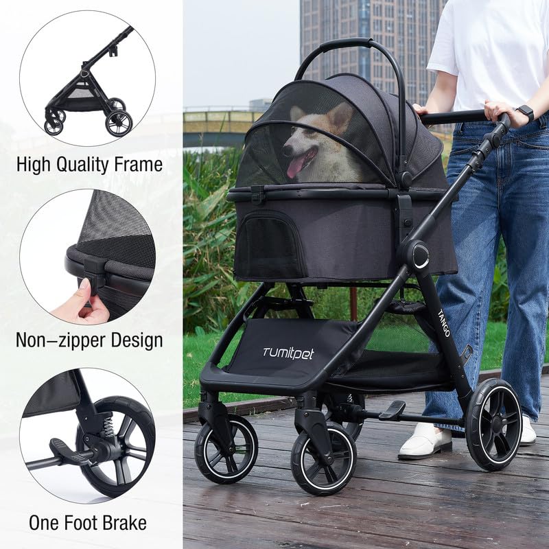 Tango Pet Stroller - 3-in-1 Folding Dog & Cat Carrier for Small to Medium Pets | Removable Travel Stroller for Dogs & Cats | Perfect for Park Walks, Vet Visits & Shopping Trips