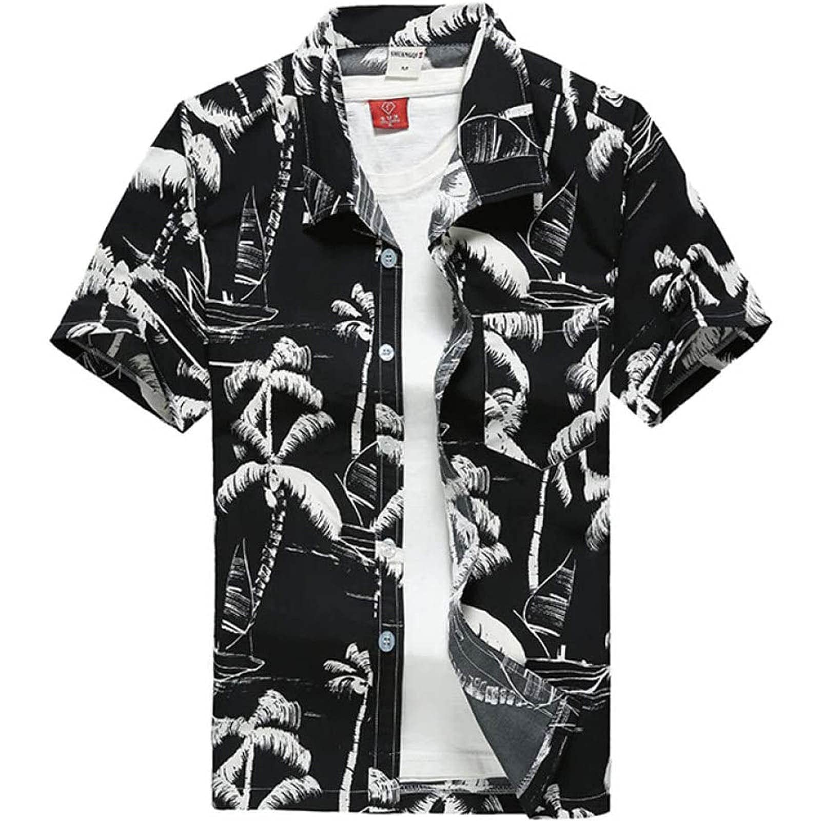 OCLUN Men's Hawaiian Shirt - Casual Short Sleeve Button Down Shirt with Tropical Print | Perfect for Summer Beach Vacations, Luau Parties & Tropical Getaways