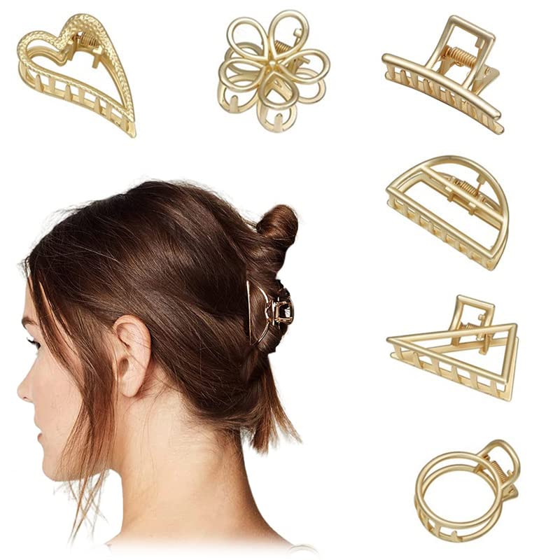 STYLEDOSE 8-Pack Gold Metal Hair Clips for Women & Girls - Medium Size Hair Clutchers, Barrettes for Styling, Hair Accessories Gift - Perfect for Parties, Weddings & Everyday Use