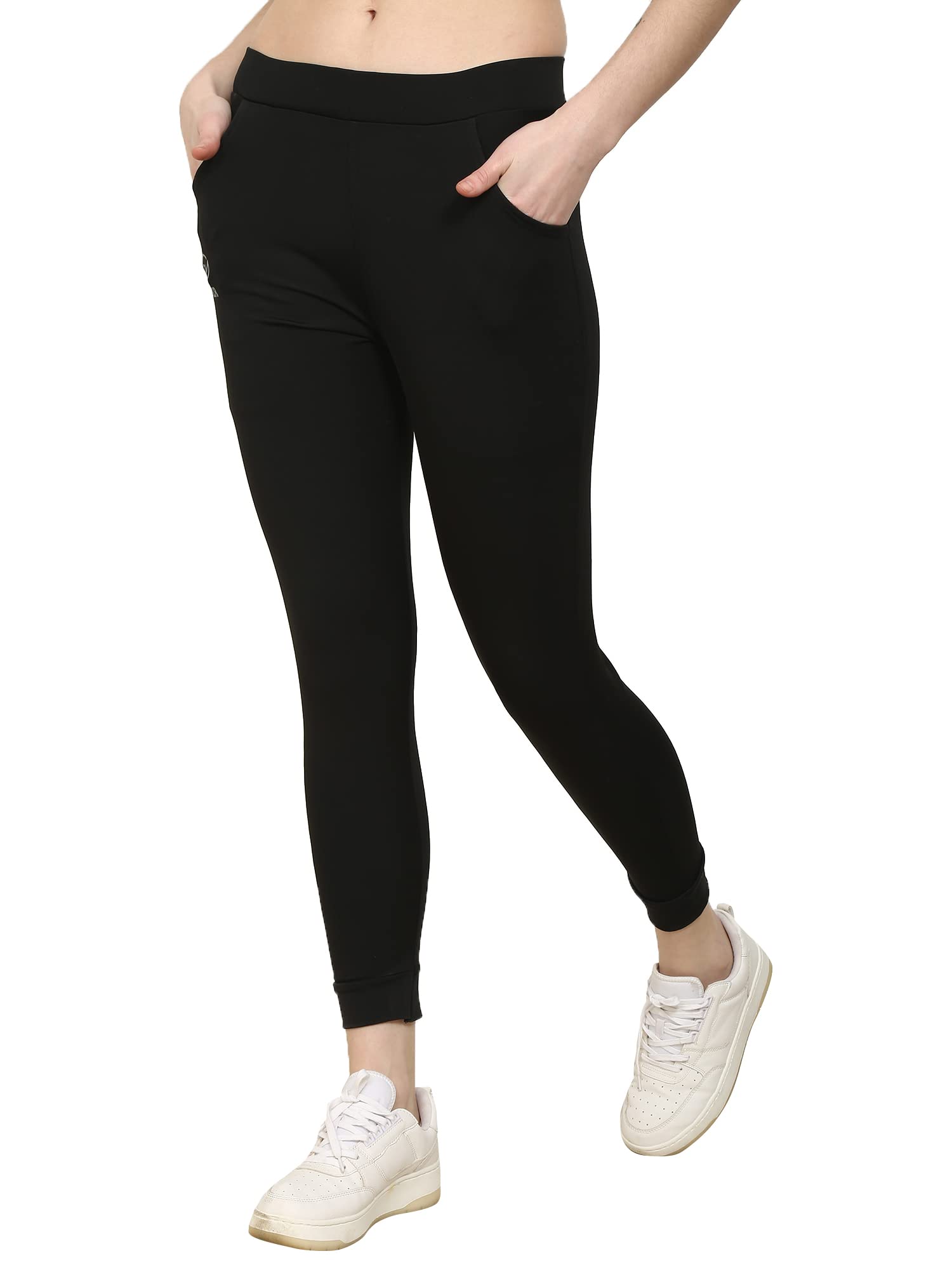 DYWER Girls' Ankle-Length Tights with 2 Curved Pockets & 1 Zip Pocket - Stretchable Leggings with Normal Waist for School, Sports & Everyday Wear