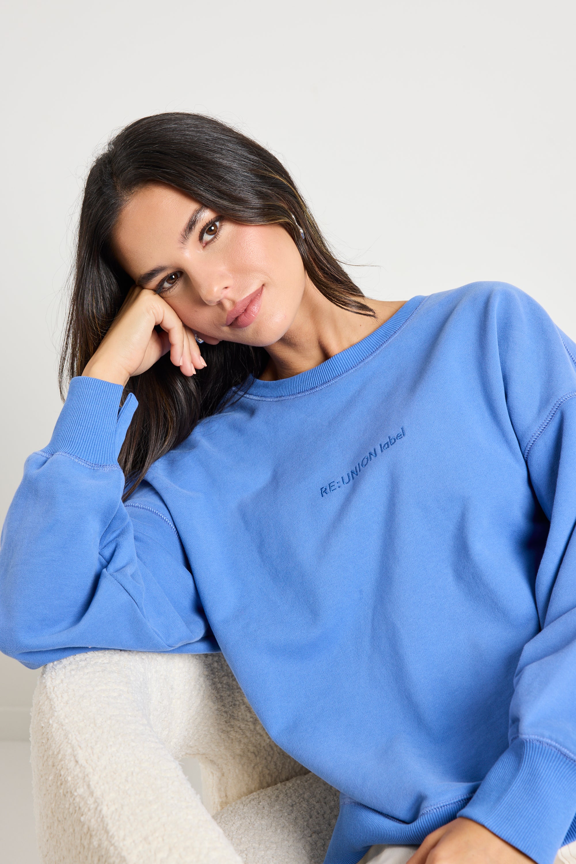 RE:UNION Label Daylight Mid Blue Sweatshirt - Comfortable Casual Pullover for Men & Women | Perfect for Streetwear, Lounge & Everyday Wear