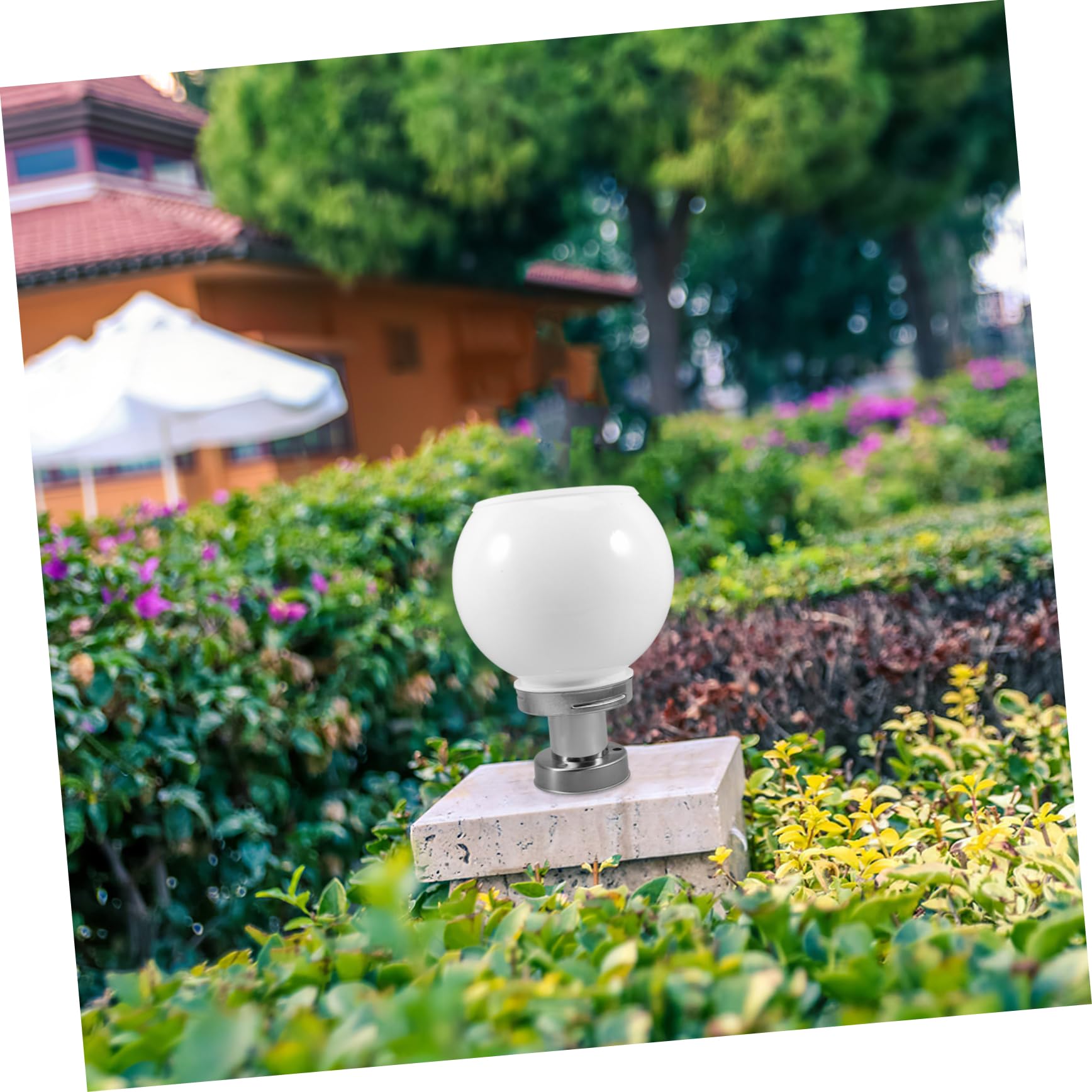 Solar Powered Outdoor Lights - Waterproof LED Solar Fence Lights, Walkway Lights, Garden & Pathway Lighting for Yard, Patio, Driveway - Modern White Column Ball Lamp for Nighttime Safety & Decoration