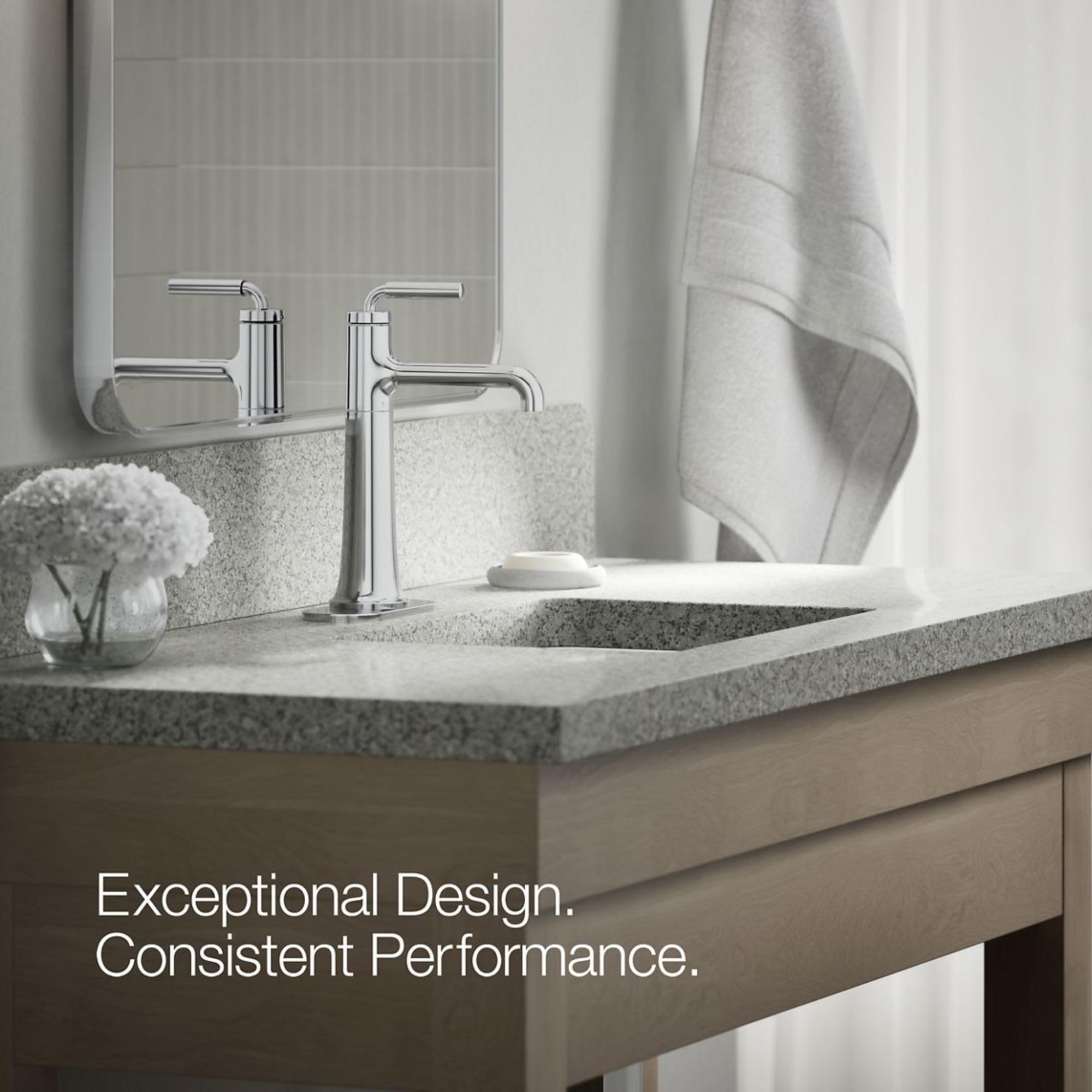 High Flow 1.2 GPM Single Handle Bathroom Sink Faucet - Modern Tall Spout Design for Vanity & Powder Room Installation