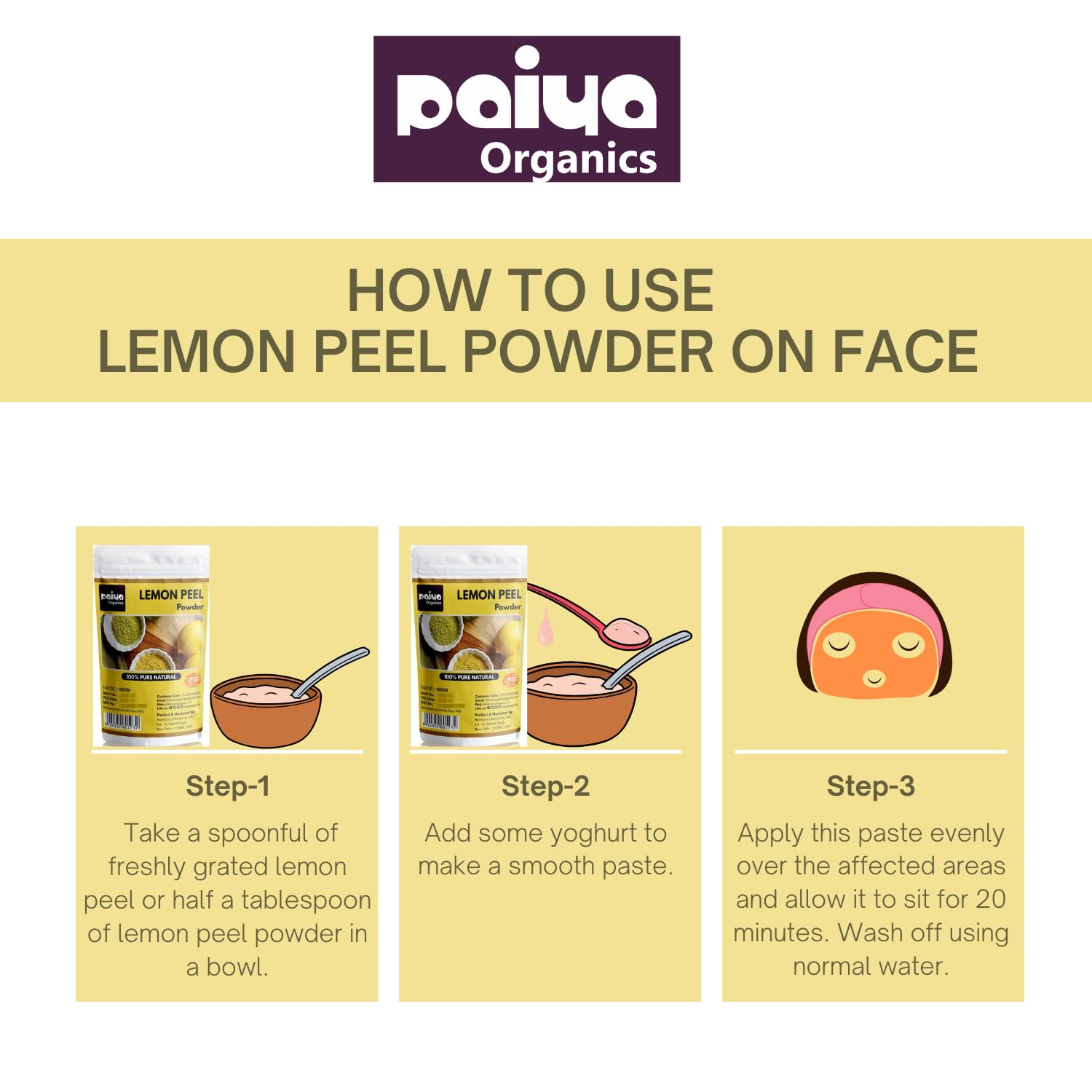 Organic Lemon Peel Powder for Face & Acne - 100g | Natural Skin Brightening & Exfoliating | DIY Face Masks & Skincare Treatments