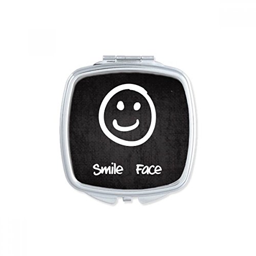 DIYthinker Smile White Cute Chat Happy Pattern Square Mirror - Portable Compact Pocket Makeup Mirror with Double Sided Glass - Perfect for Travel, Home, and Office Use