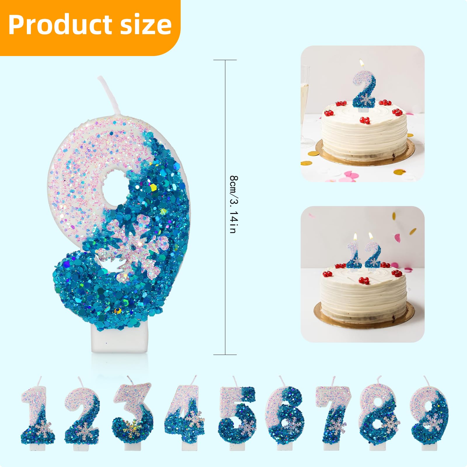 Blue & White Frozen Birthday Candles - Sparkler Number 4 Cake Topper for Winter Themed Parties | Birthday Party Supplies & Decorations | Perfect for Frozen-Themed Celebrations, Winter Wonderland Events & 4th Birthday Cakes