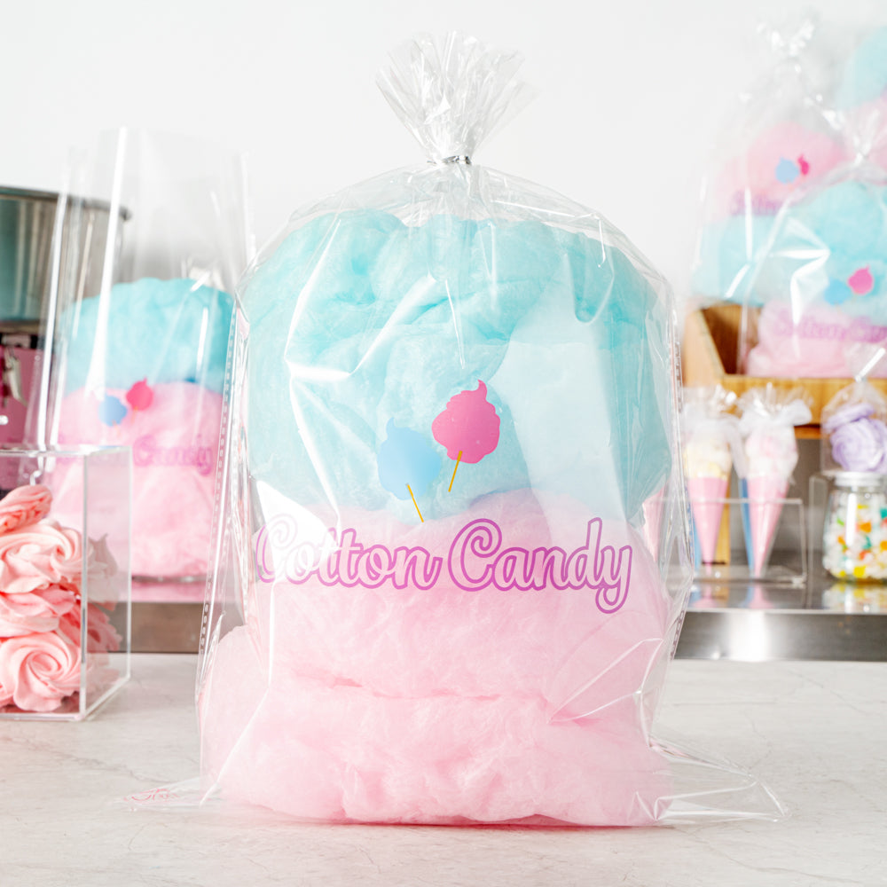 Clear Plastic Cotton Candy Bags 12x18 Inches - 100 Count Box for Candy Packaging, Party Favors & Confections