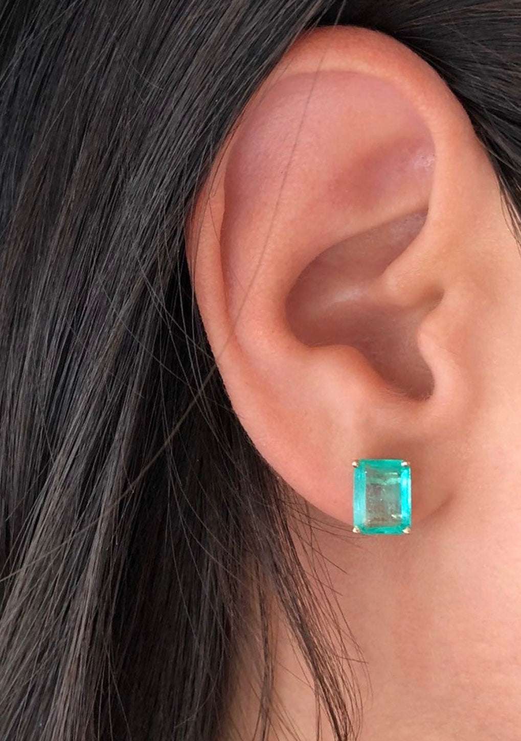 2.05 Carat Total Weight (TCW) Bright Rich Green Emerald Cut Stud Earrings in 14K Gold – Perfect for Weddings, Parties & Special Occasions