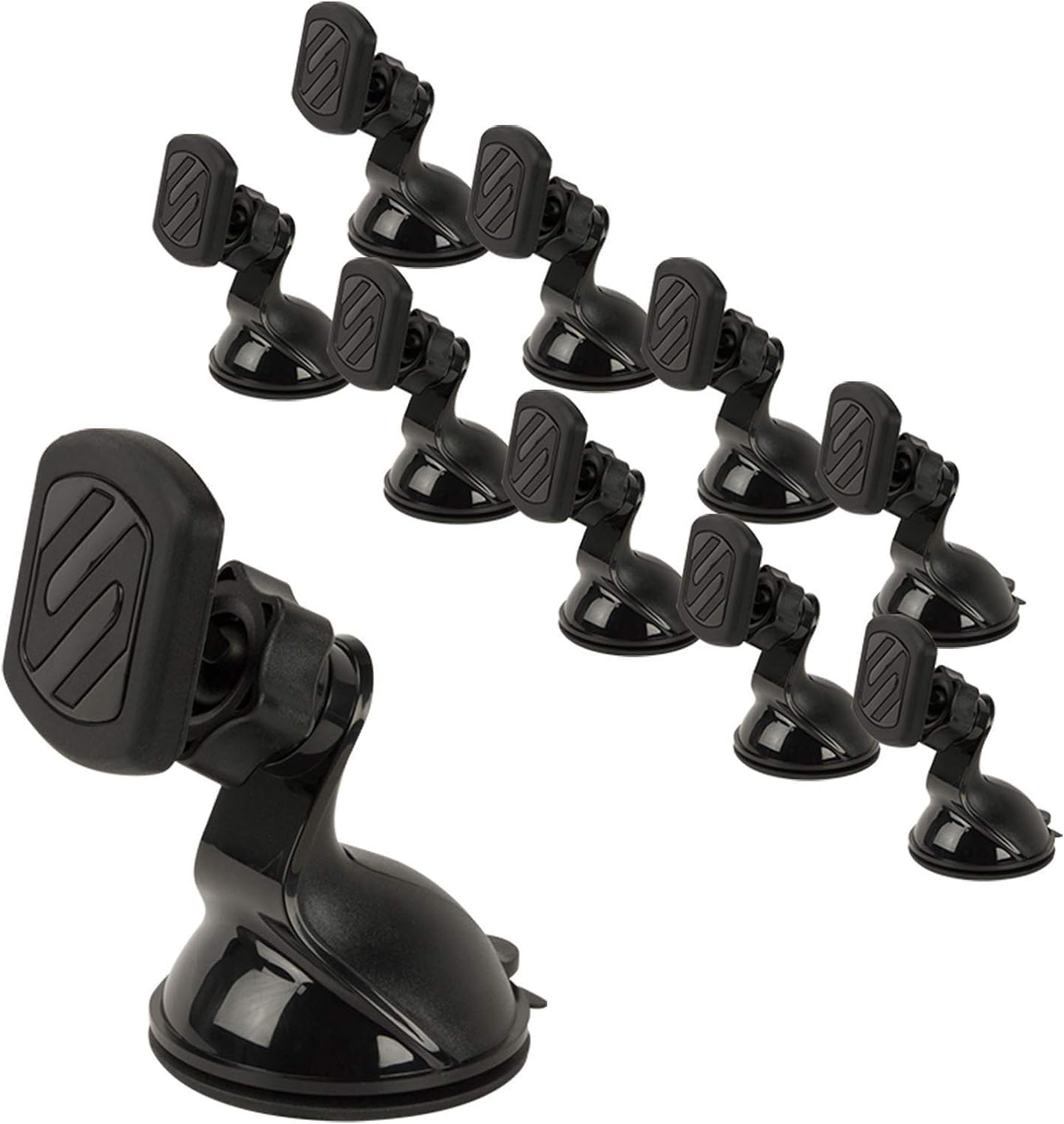Scosche MAGWSM-10PKFLT 10-Pack Magnetic Car Phone Mount - 360° Adjustable Dashboard & Windshield Universal Holder for iPhone, Samsung & Smartphones | Strong Suction Cup for Safe Driving & Hands-Free Navigation