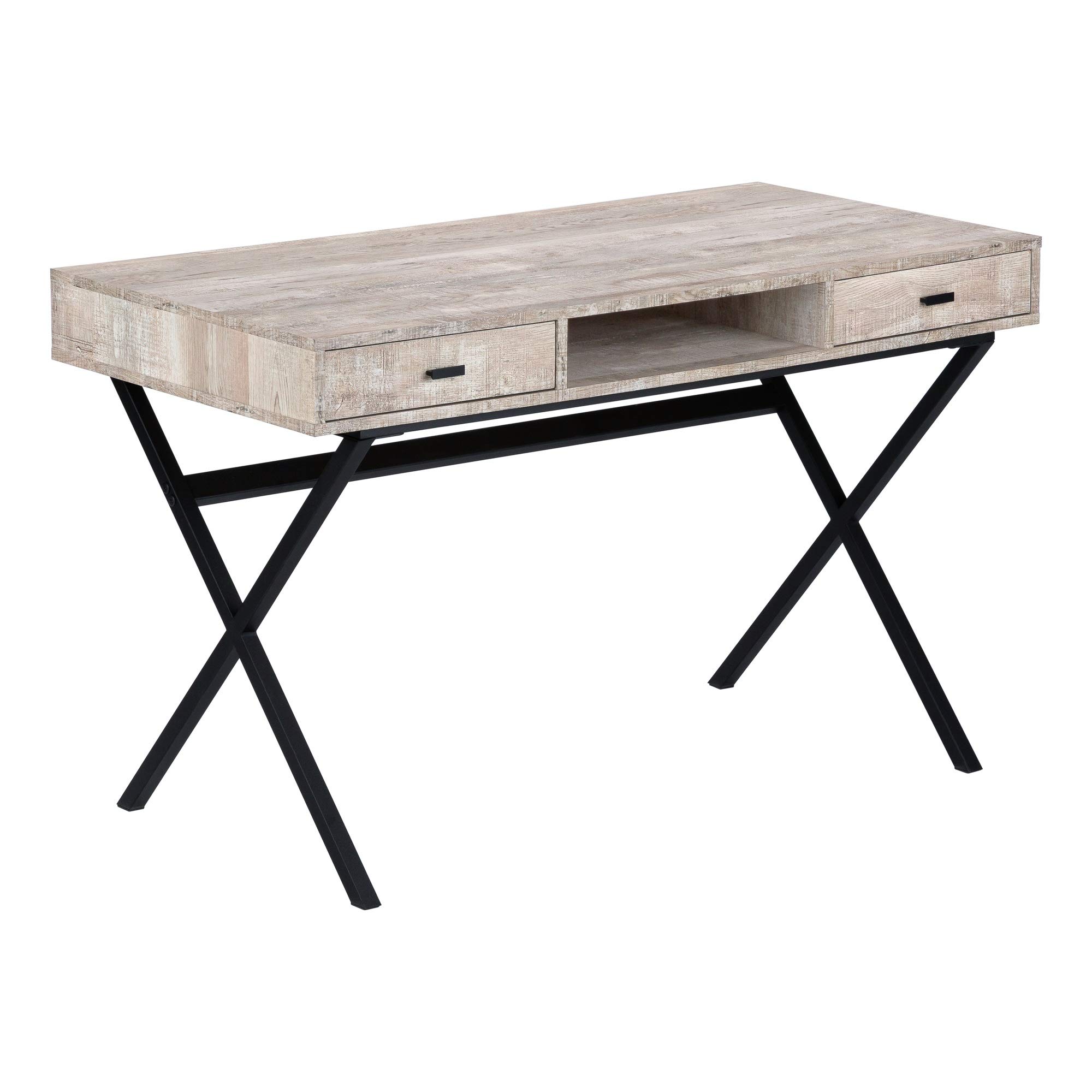 Ergode 48 Inch Computer Desk - Reclaimed Wood Taupe & Black Metal Frame, Home Office Desk for Work, Study, and Gaming