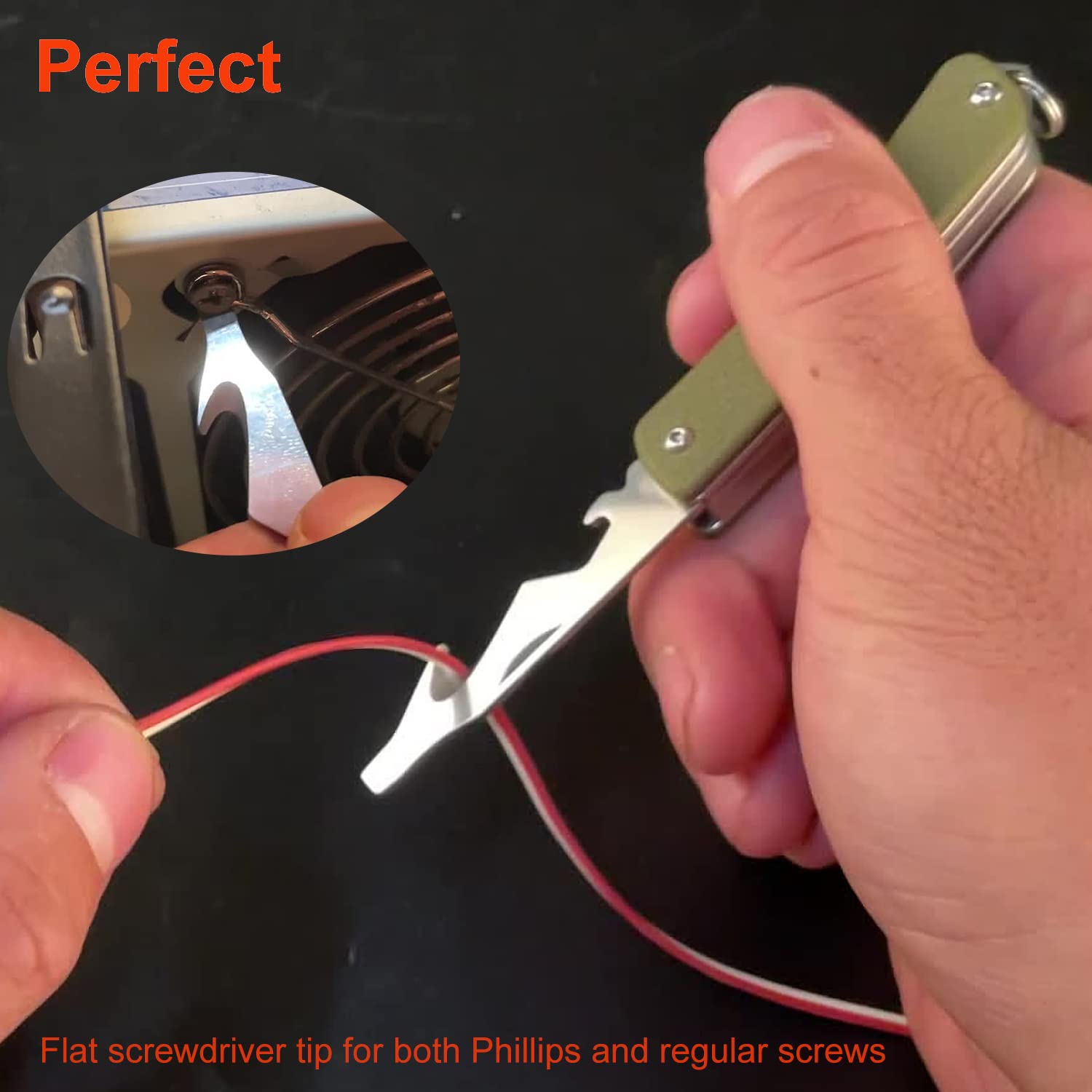 Ruike 5-in-1 Multitool Keychain Knife - 12C27 Steel Mini EDC Tactical Folding Pocket Knife with Scissors, Screwdriver & Bottle Opener - Perfect for Camping, Hiking & Outdoor Adventures