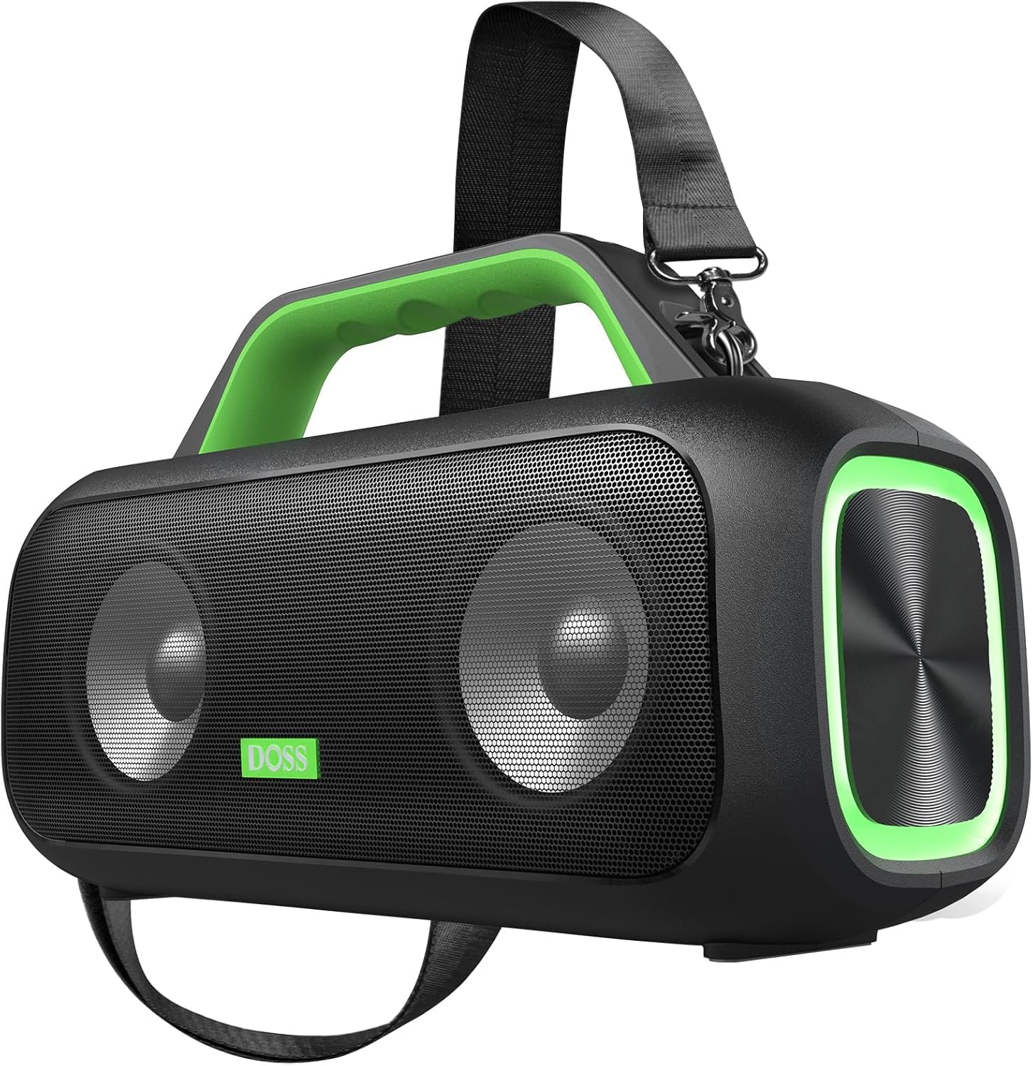 DOSS Extreme Boom S Bluetooth Speaker - 60W Wireless Portable Speaker with Stereo Sound, Rich Bass, IPX6 Waterproof, 25H Playtime, TWS & LED Lights - Perfect for Camping, Beach, Pool Parties, Hiking & Outdoor Adventures (Green)