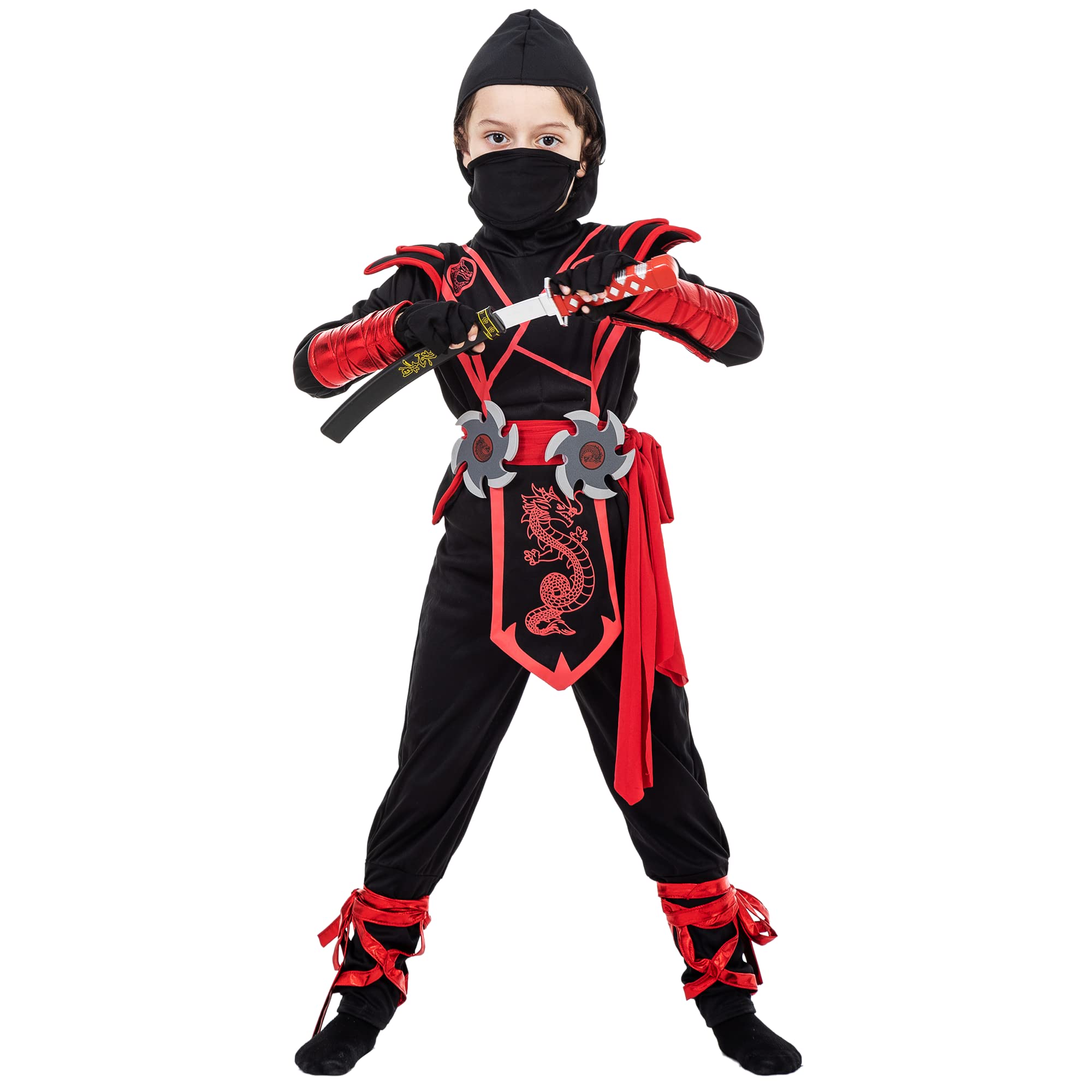 Boys Ninja Costume Set with Accessories - Halloween Dress Up, Birthday Party Role Play Outfit for Toddlers & Kids | Perfect for Cosplay, Themed Parties & Pretend Play