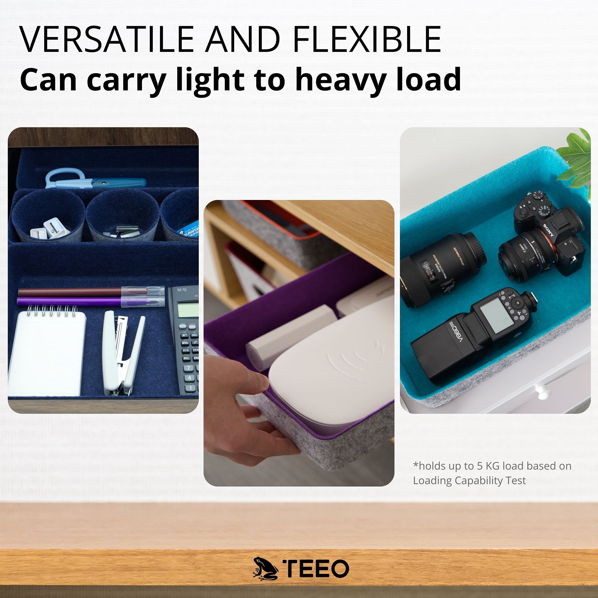 Teeo Drawer Organizer Set - 7-Piece Navy Storage Bins for Desk, Makeup, Kitchen & Home Office - Compartment Dividers & Boxes for Clutter-Free Organization | Perfect for Cosmetics, Utensils & Office Supplies